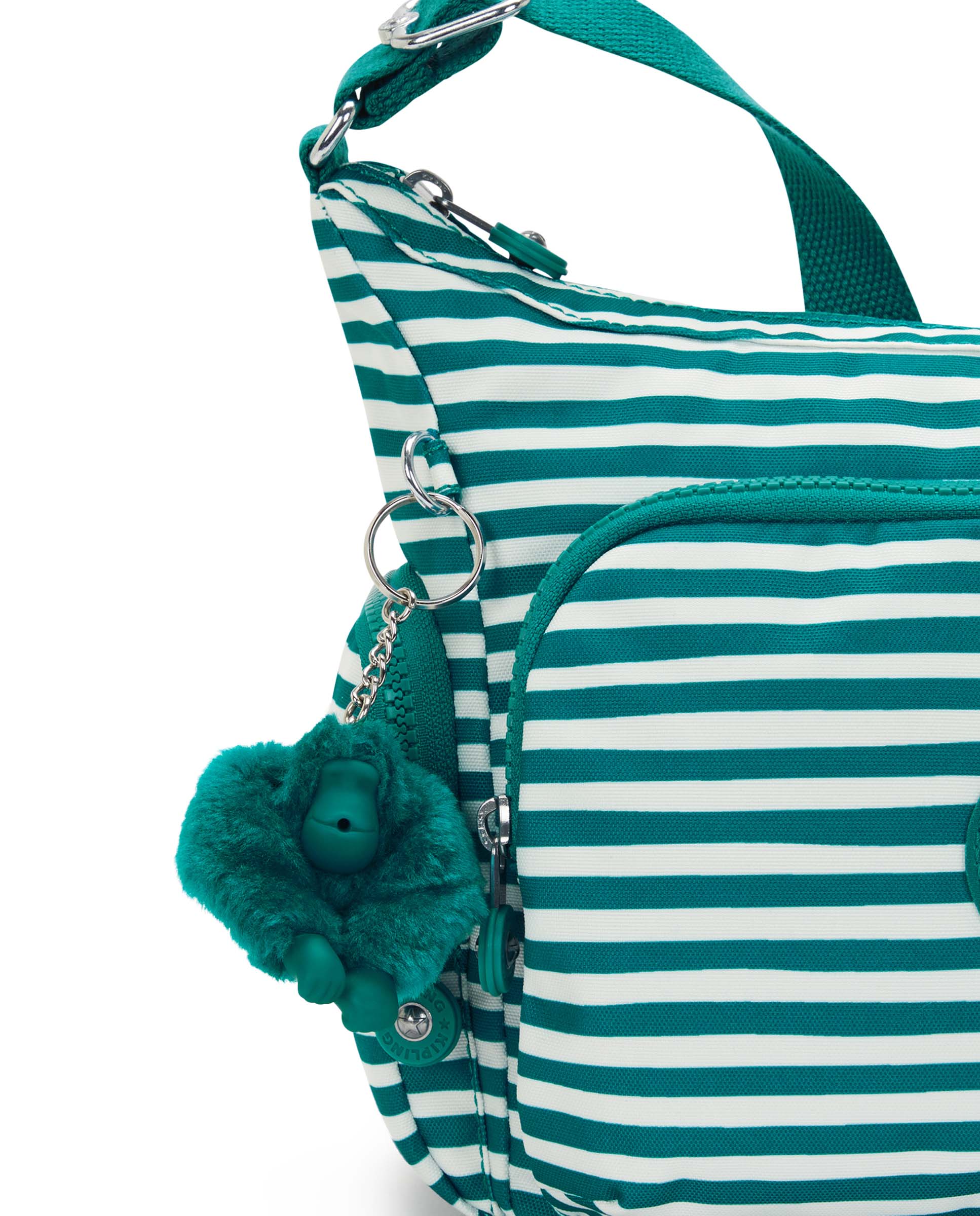 Bandolera de mujer mediana con cremallera y bolsillos exteriores - Kipling - Blanco / Verde Blanco / Verde-5