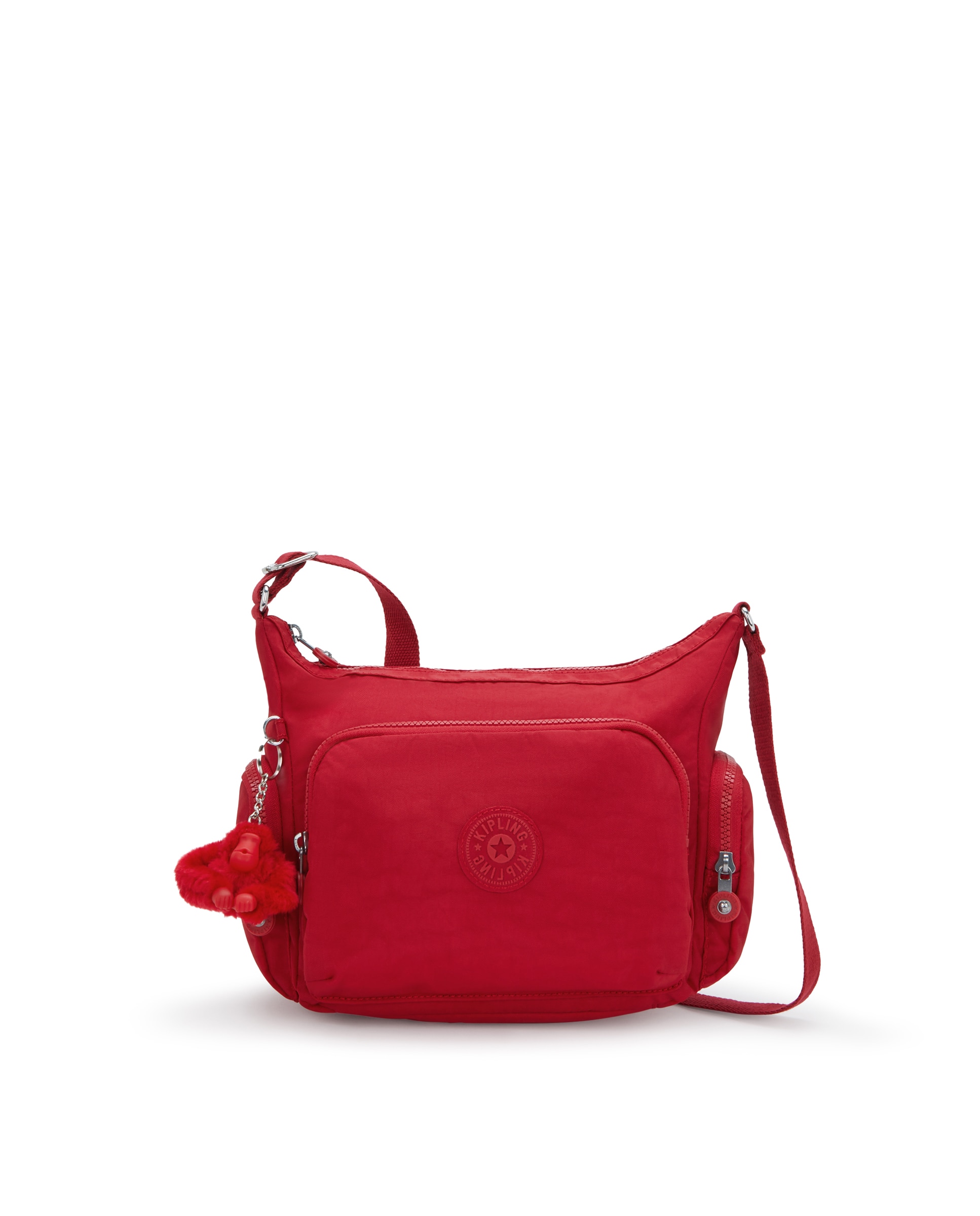 Bandolera de mujer mediana con cremallera y bolsillos exteriores - Kipling - Rojo Rojo-1