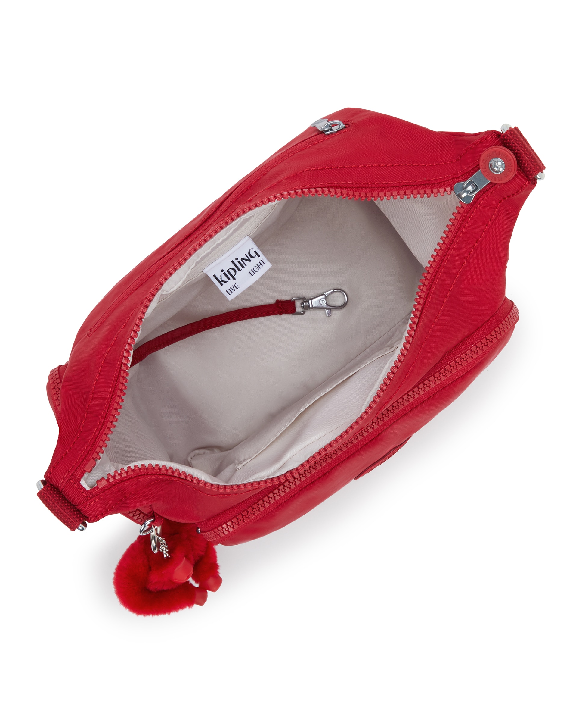 Bandolera de mujer mediana con cremallera y bolsillos exteriores - Kipling - Rojo Rojo-2