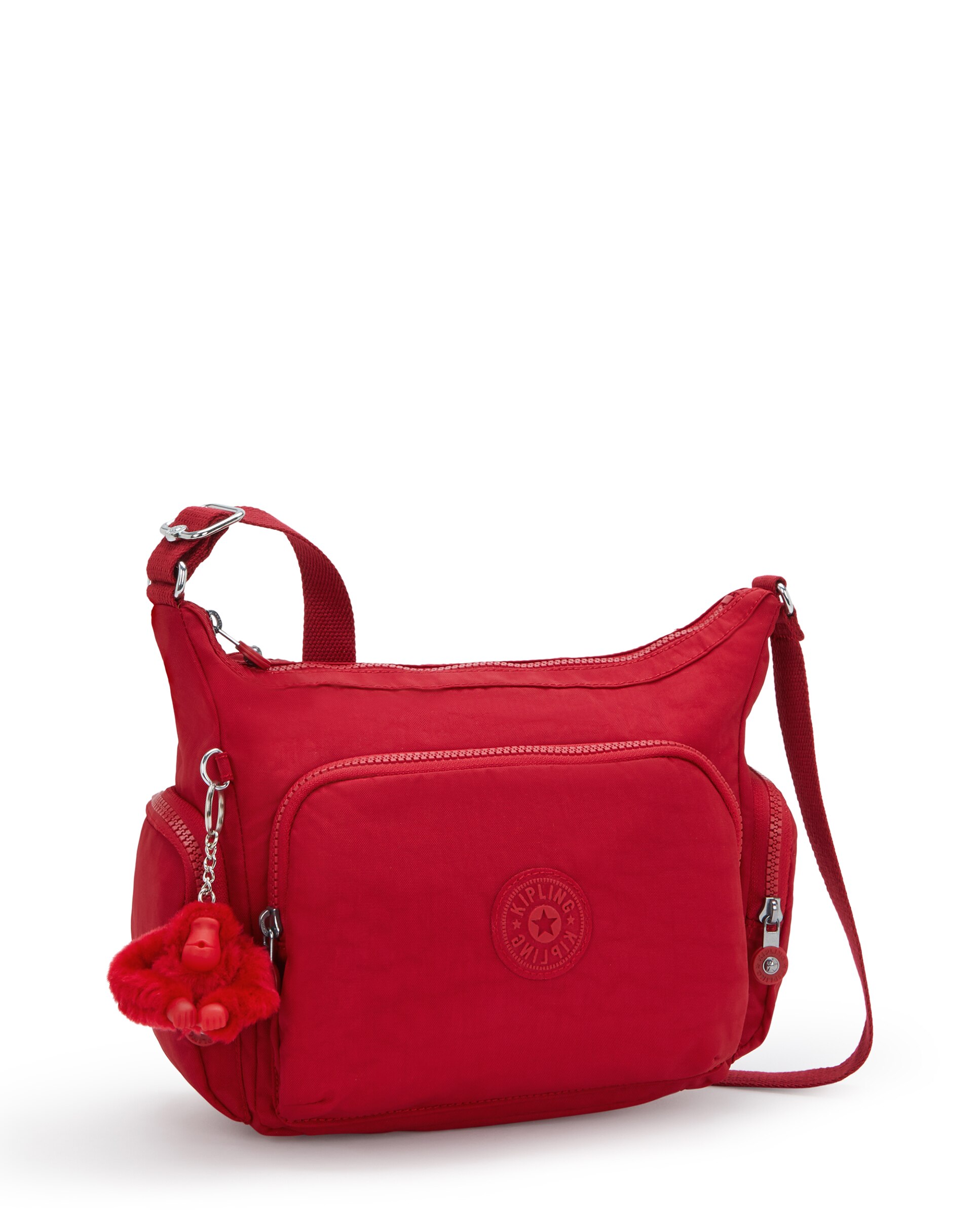 Bandolera de mujer mediana con cremallera y bolsillos exteriores - Kipling - Rojo Rojo-4