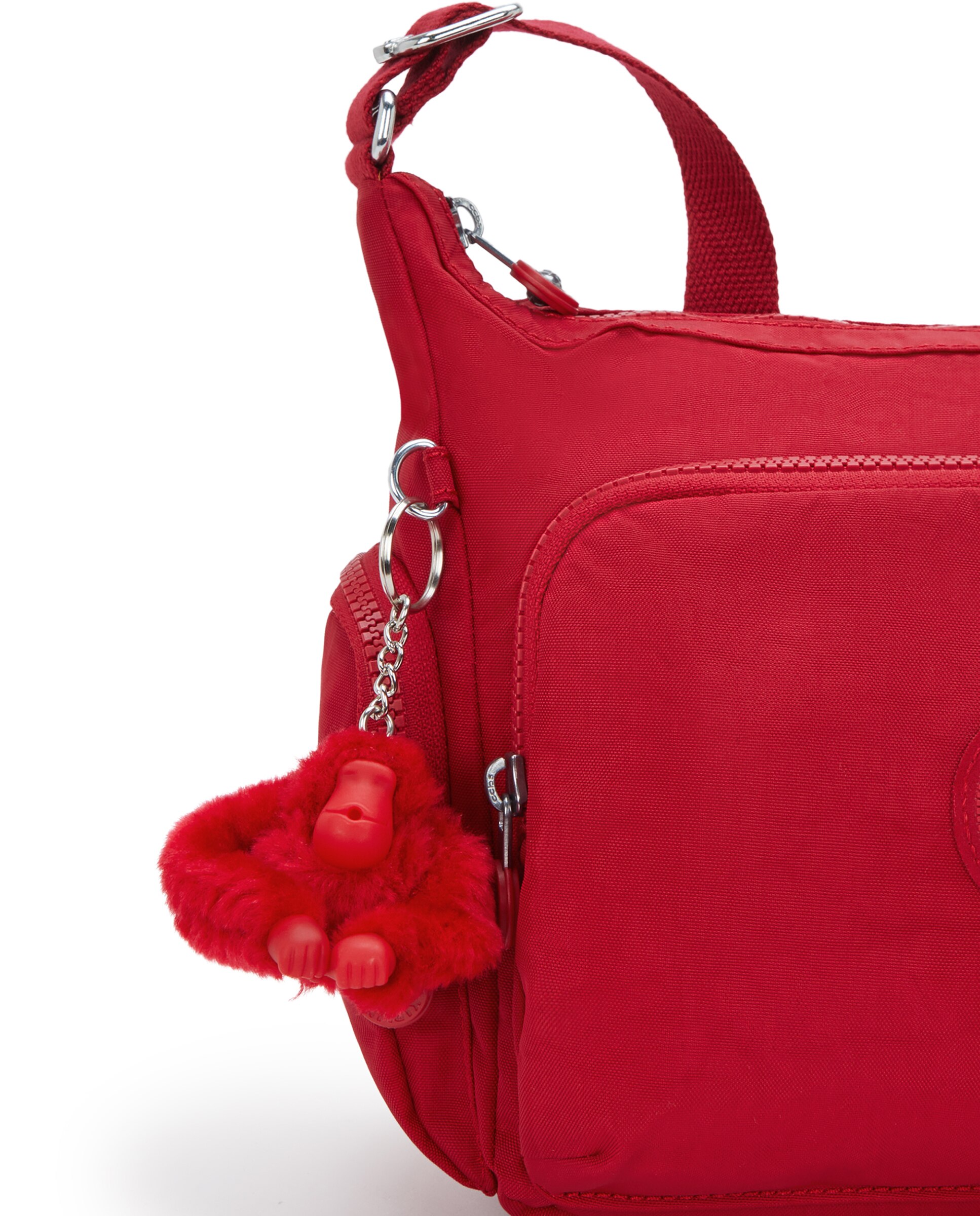 Bandolera de mujer mediana con cremallera y bolsillos exteriores - Kipling - Rojo Rojo-5