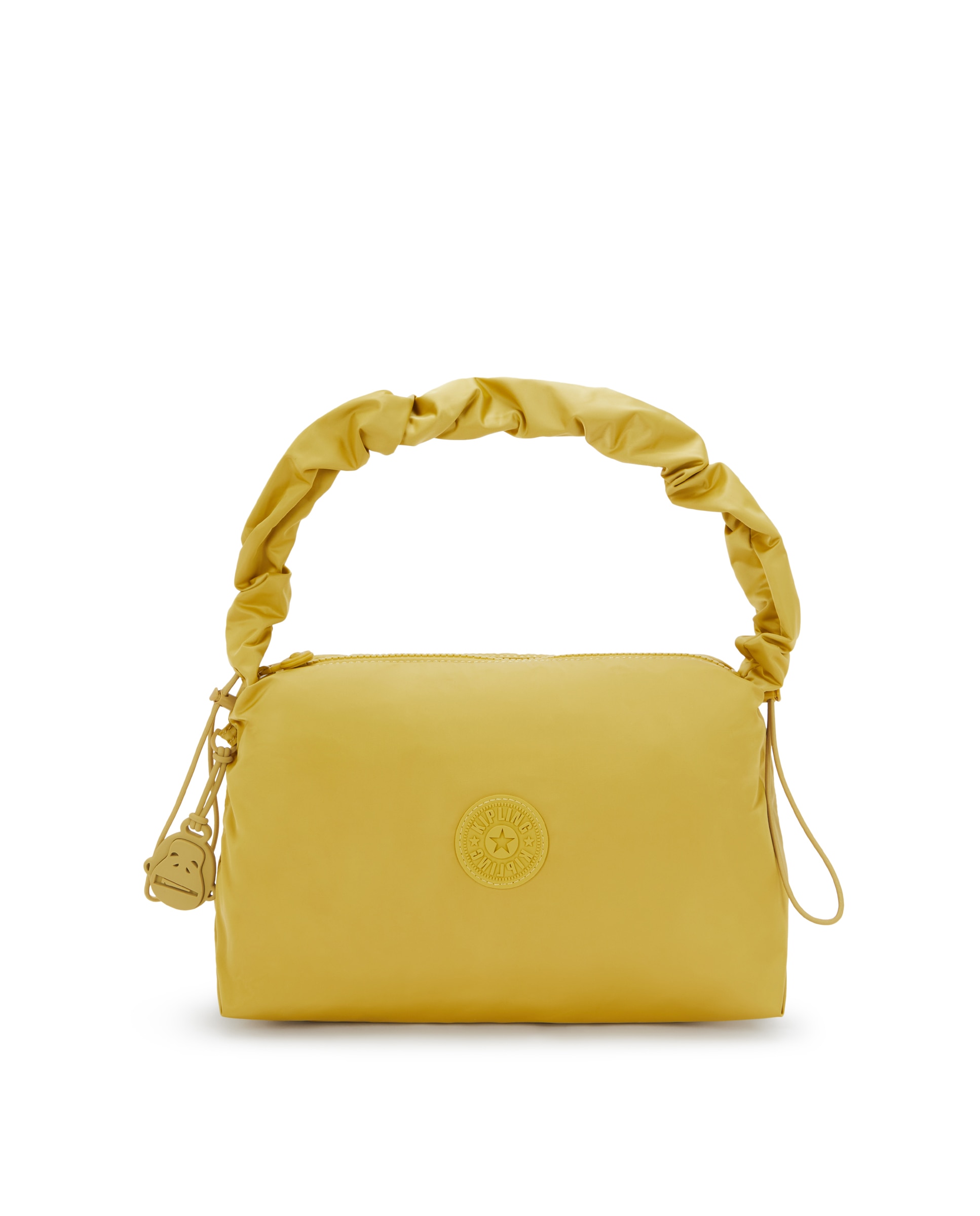 Bolso de hombro mediano con cremallera y corre fruncida - Kipling - Amarillo Amarillo-1