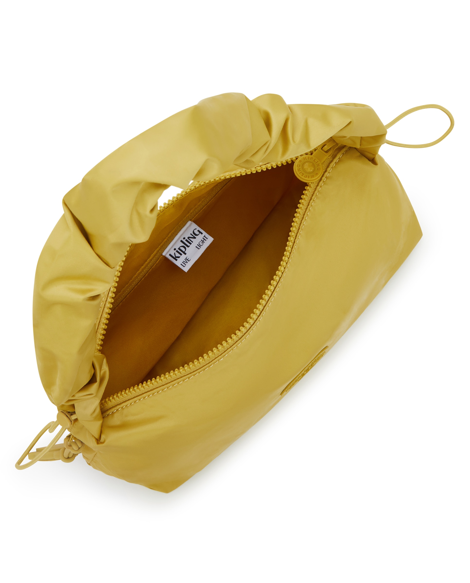 Bolso de hombro mediano con cremallera y corre fruncida - Kipling - Amarillo Amarillo-2