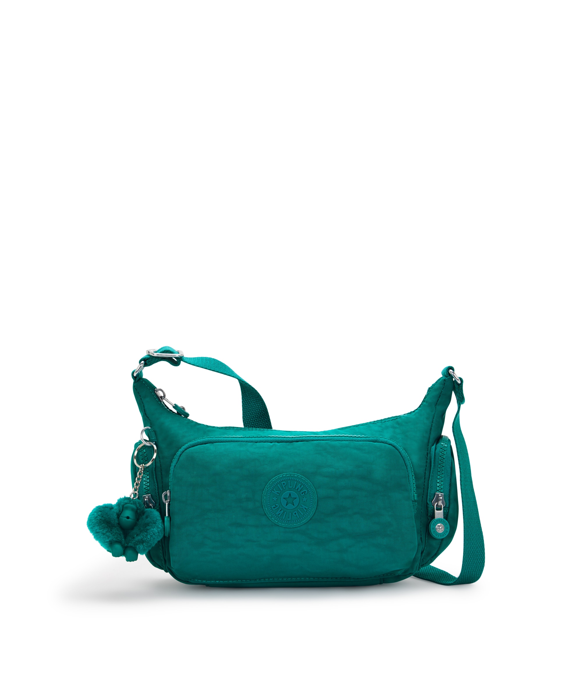 Bandolera de mujer pequeña con cremallera y bolsillos exteriores - Kipling - Verde azulado Verde azulado-1