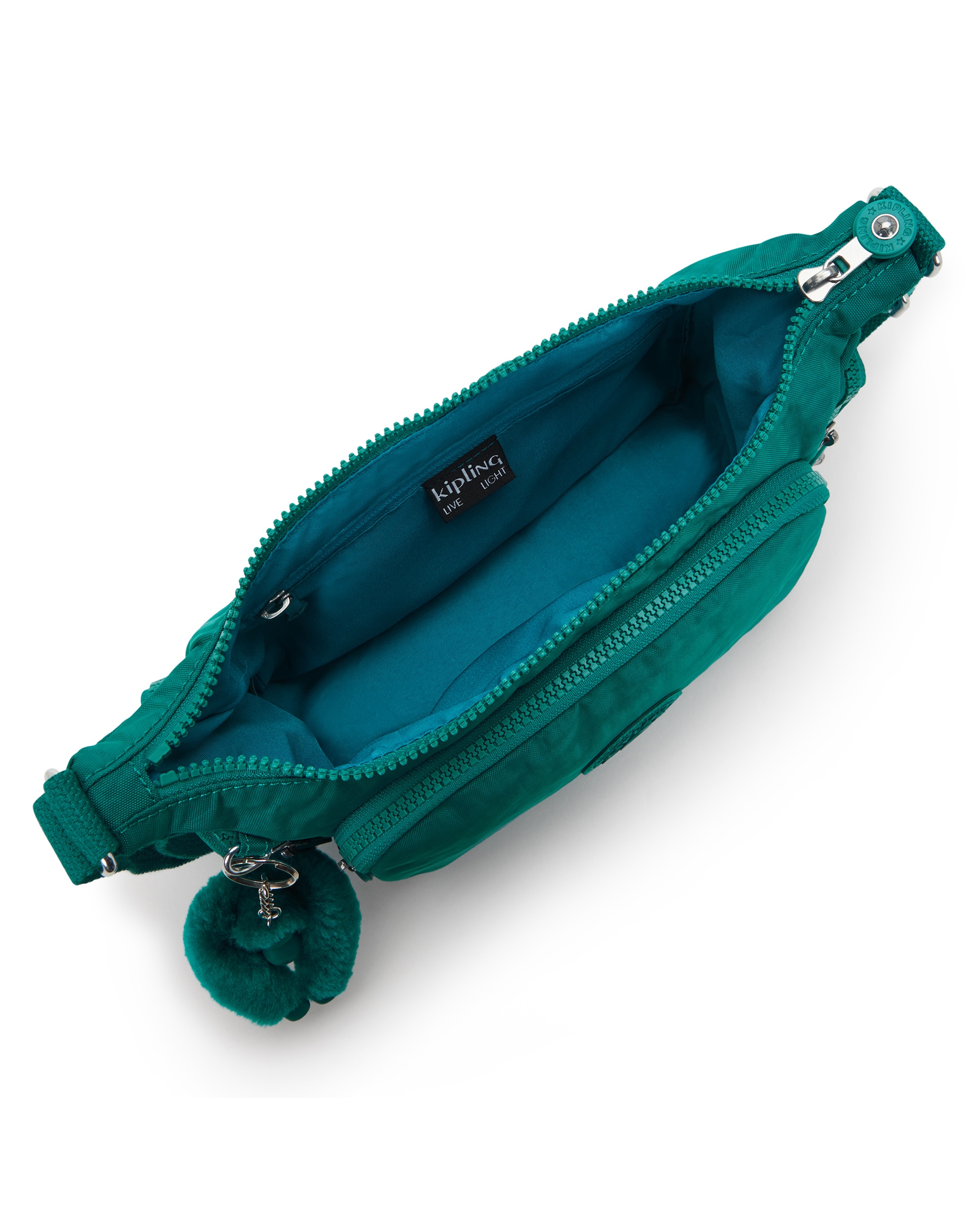 Bandolera de mujer pequeña con cremallera y bolsillos exteriores - Kipling - Verde azulado Verde azulado-2