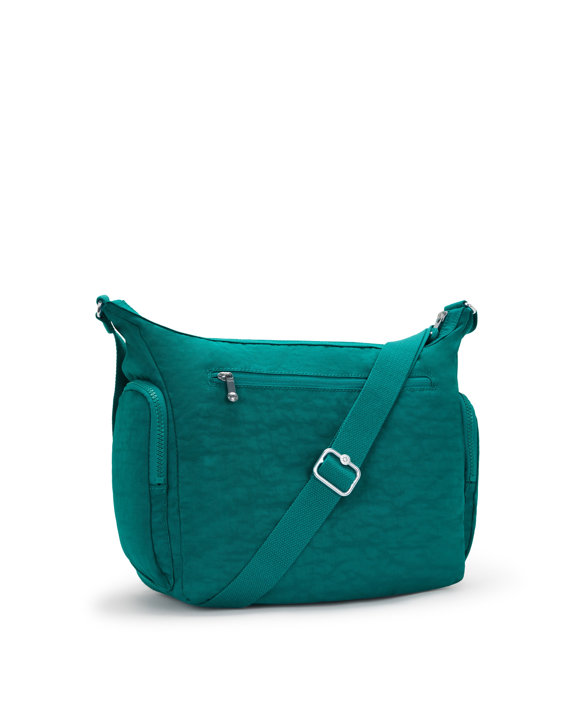 Bandolera de mujer grande con cremallera y bolsillos exteriores - Kipling - Verde azulado Verde azulado-3