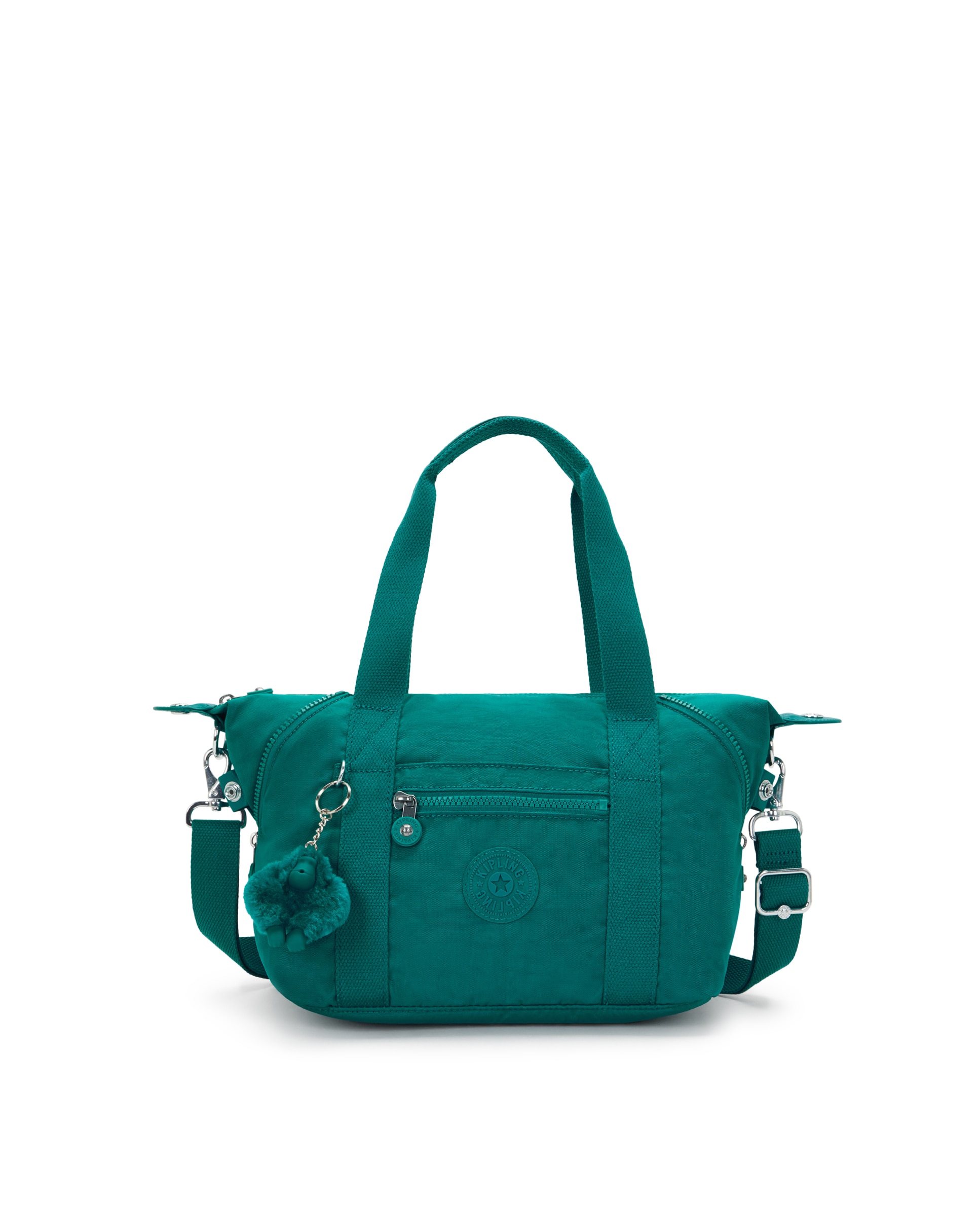 Shopper pequeño con cremallera y asa bandolera extraíble - Kipling - Verde azulado Verde azulado-1