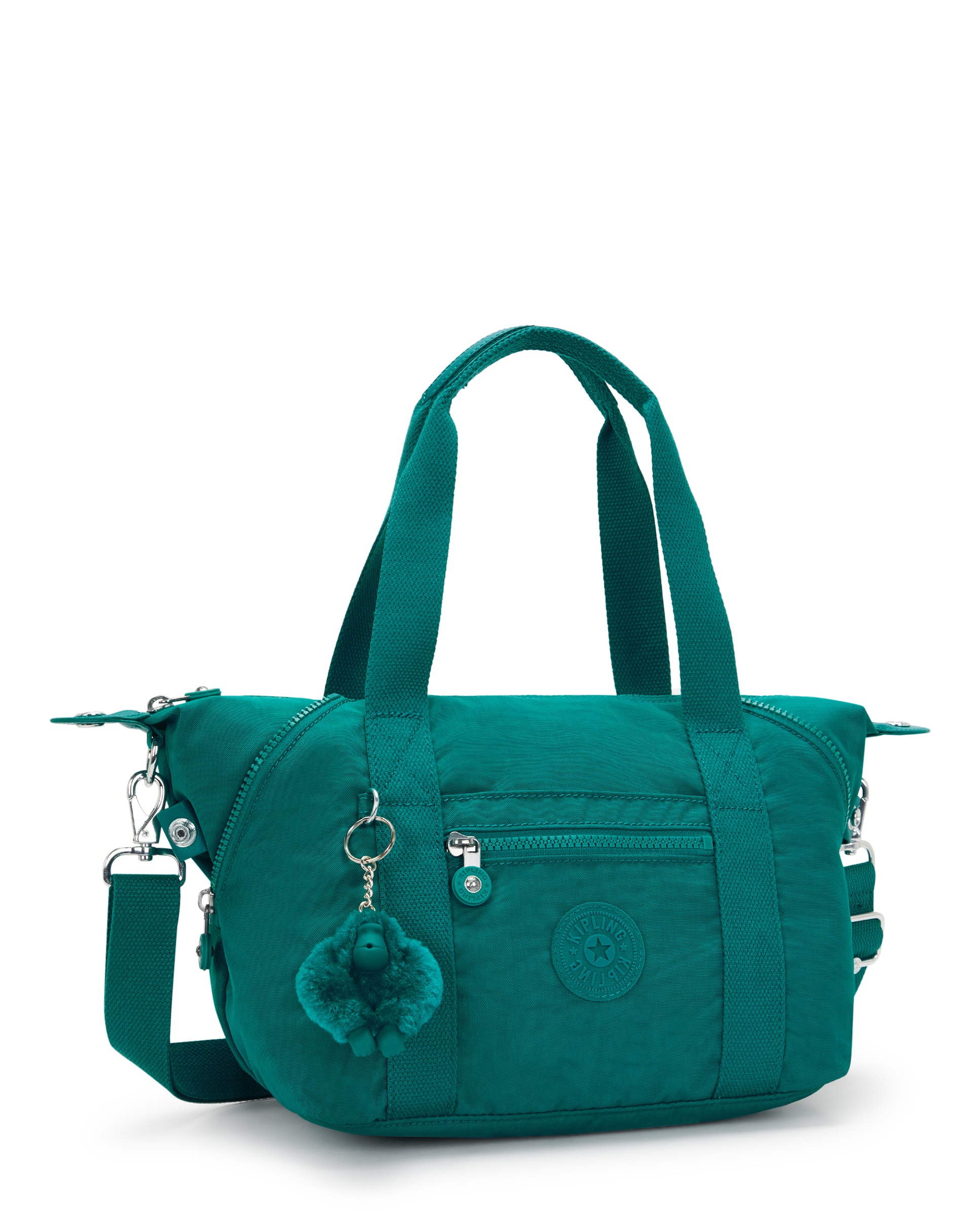 Shopper pequeño con cremallera y asa bandolera extraíble - Kipling - Verde azulado Verde azulado-4