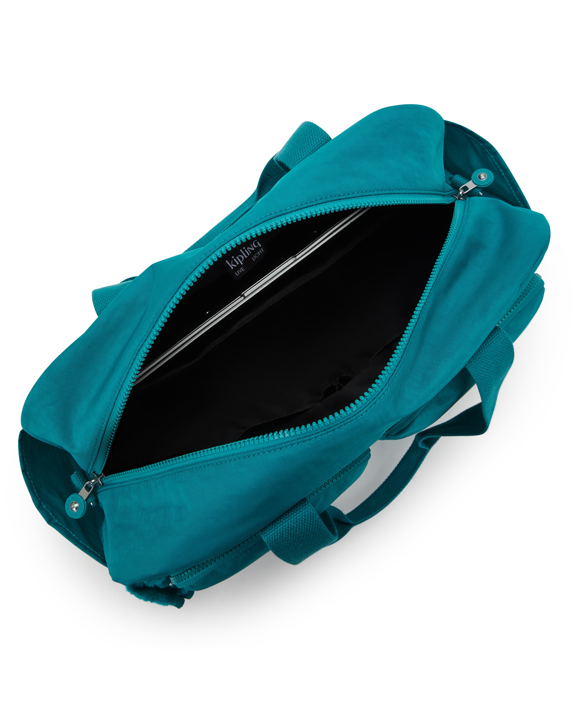 Bolso de hombro mediano con bolsillos de cremallera y compartimento para portátil - Kipling - Verde azulado Verde azulado-2