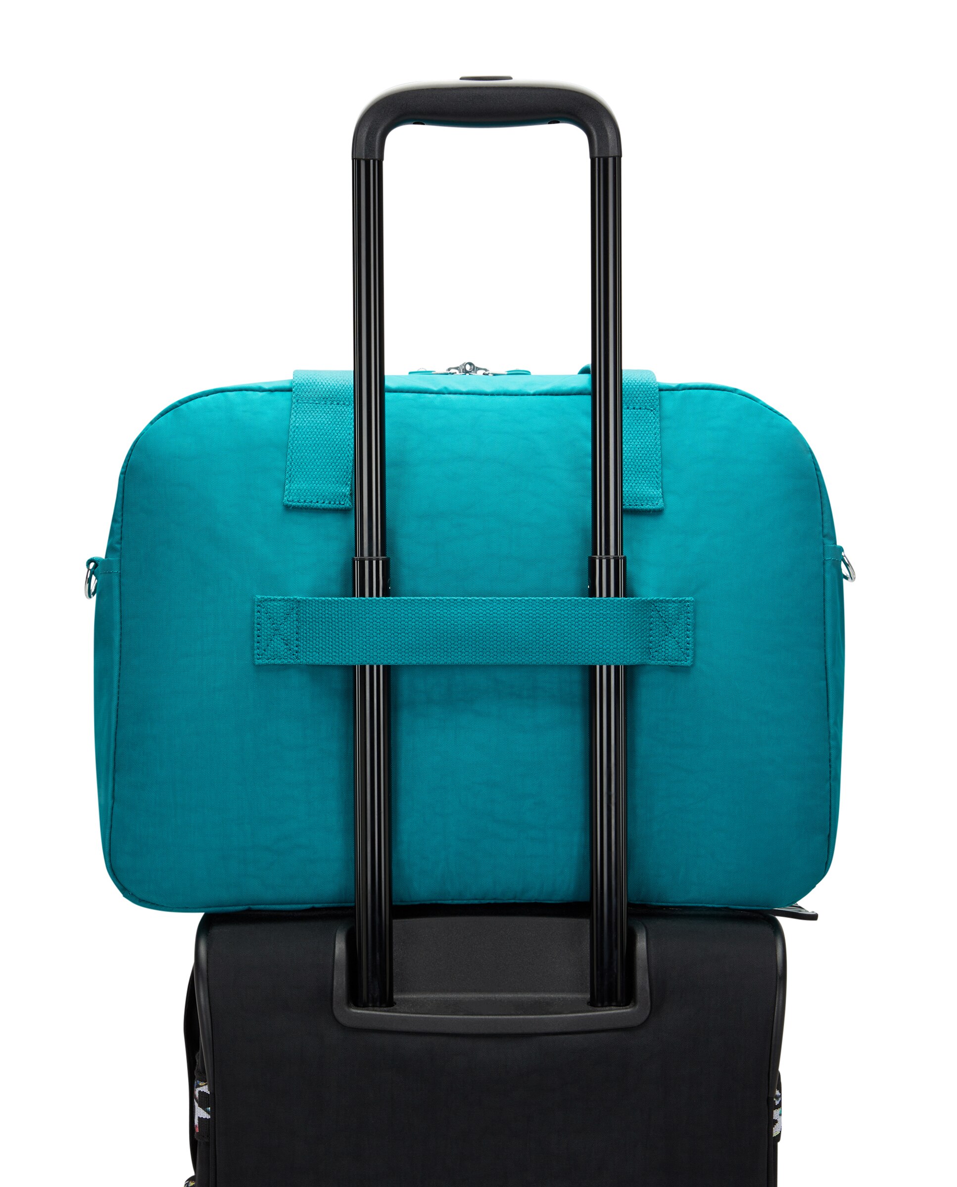 Bolso de hombro mediano con bolsillos de cremallera y compartimento para portátil - Kipling - Verde azulado Verde azulado-5
