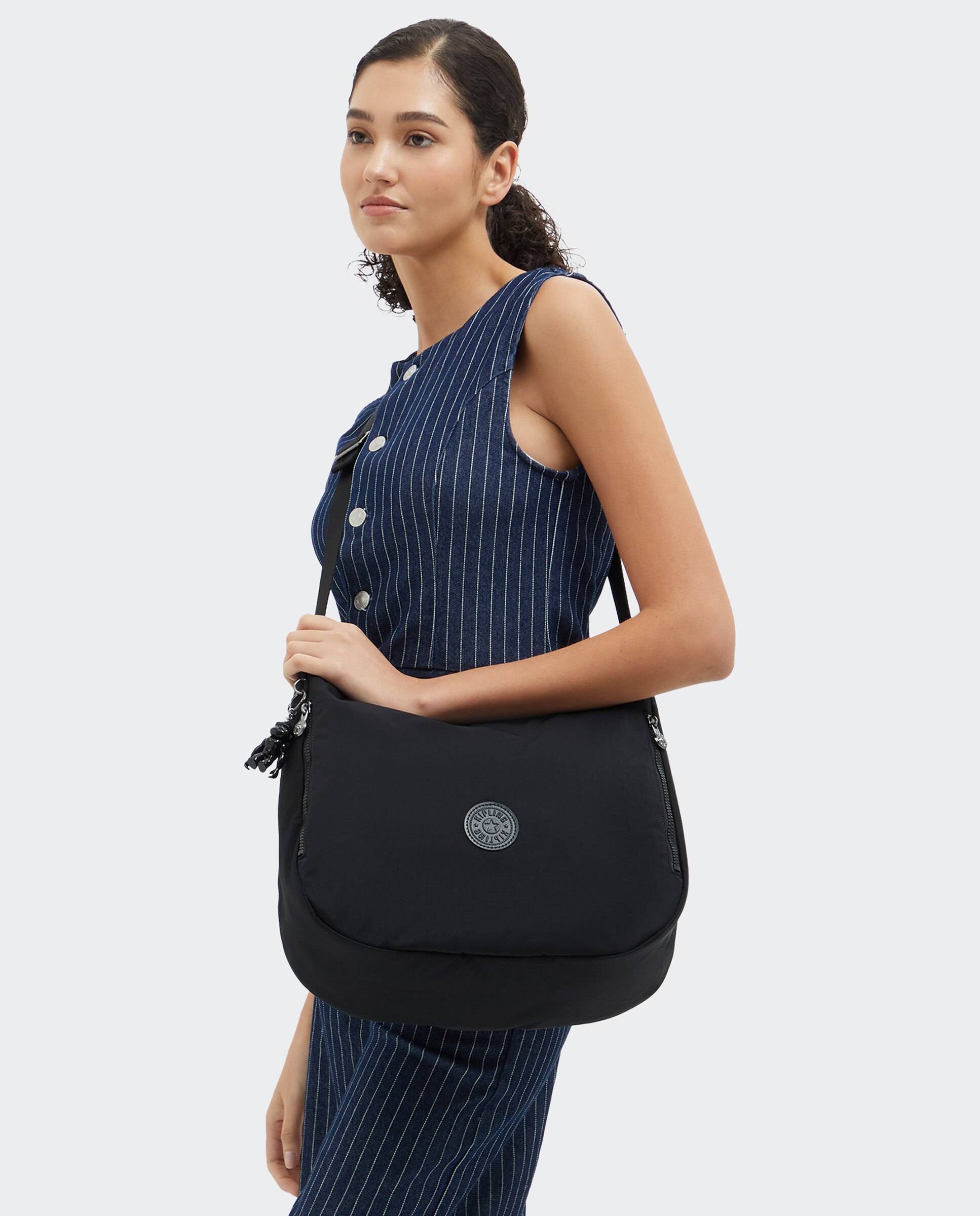 Bolso de hombro grande con cremallera y correa ajustable - Kipling - Negro Negro-2