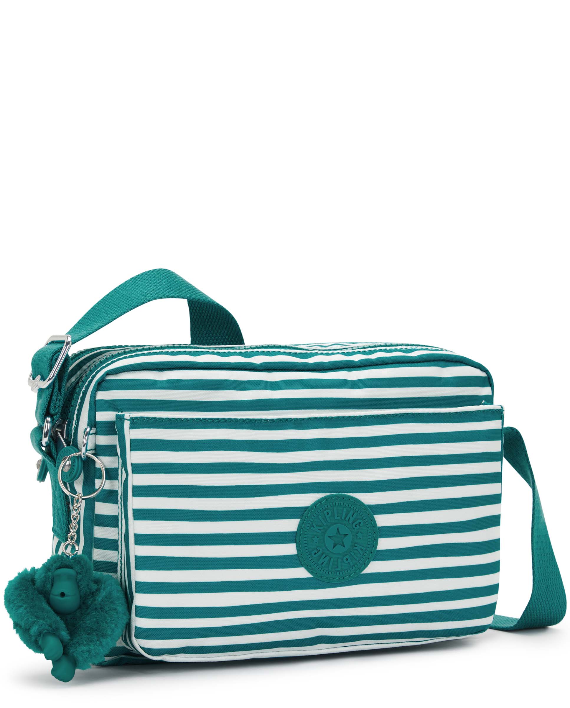 Bandolera de mujer mediana con correa ajustable para el hombro - Kipling - Blanco / Verde Blanco / Verde-4