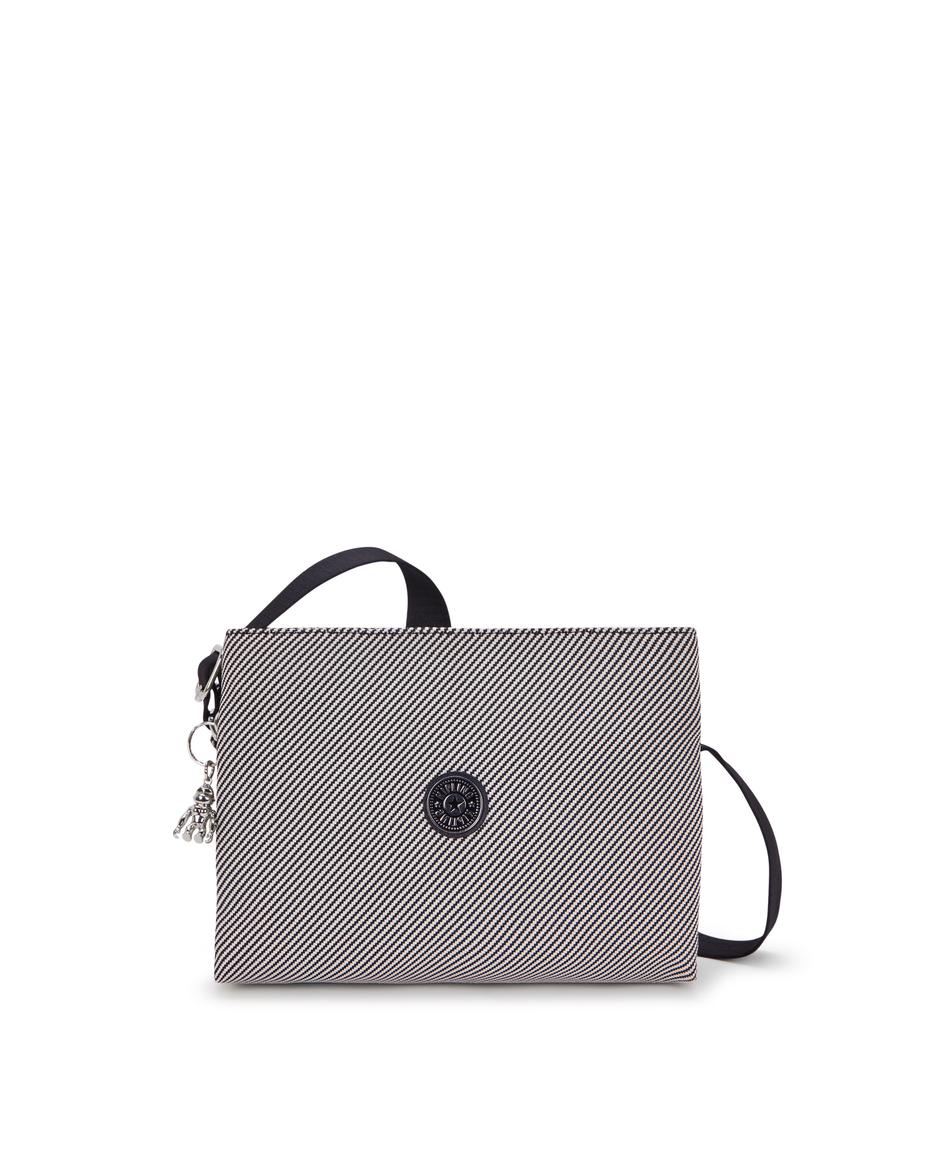 Bandolera de mujer mediana de estilo minimalista - Kipling - Negro / Blanco Negro / Blanco-1