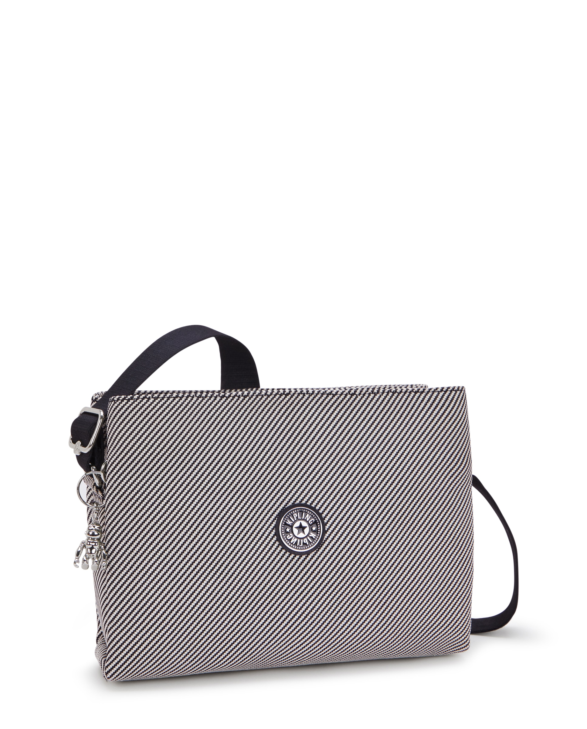 Bandolera de mujer mediana de estilo minimalista - Kipling - Negro / Blanco Negro / Blanco-4
