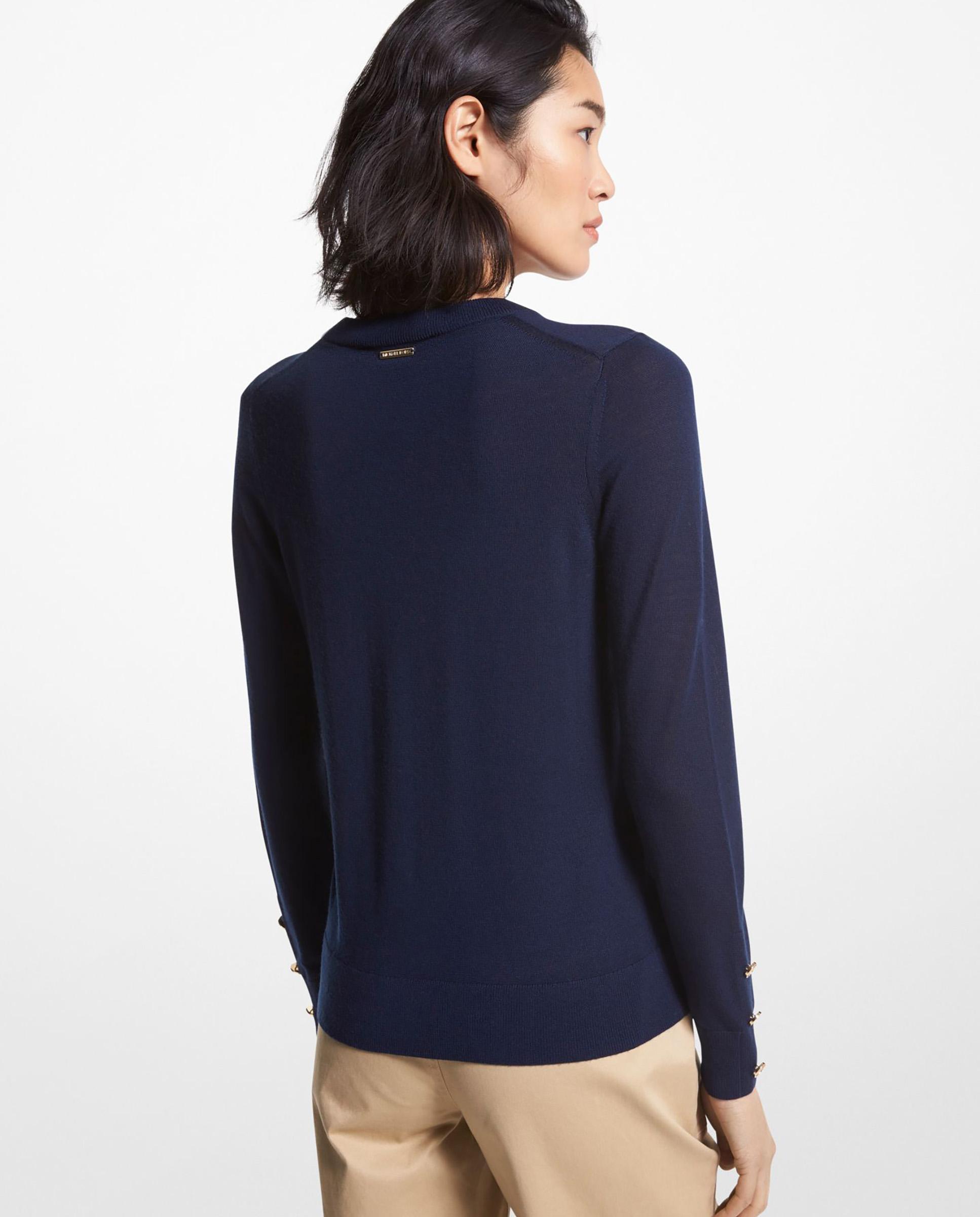 Jersey de mujer de manga larga con cuello redondo - Michael Michael Kors - Azul antracita Azul antracita-2