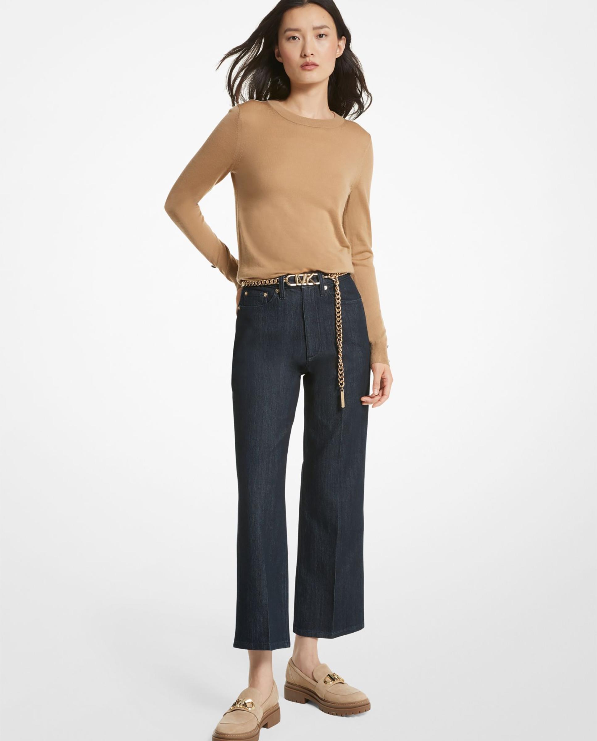 Jersey de mujer de manga larga con cuello redondo - Michael Michael Kors Camel-1