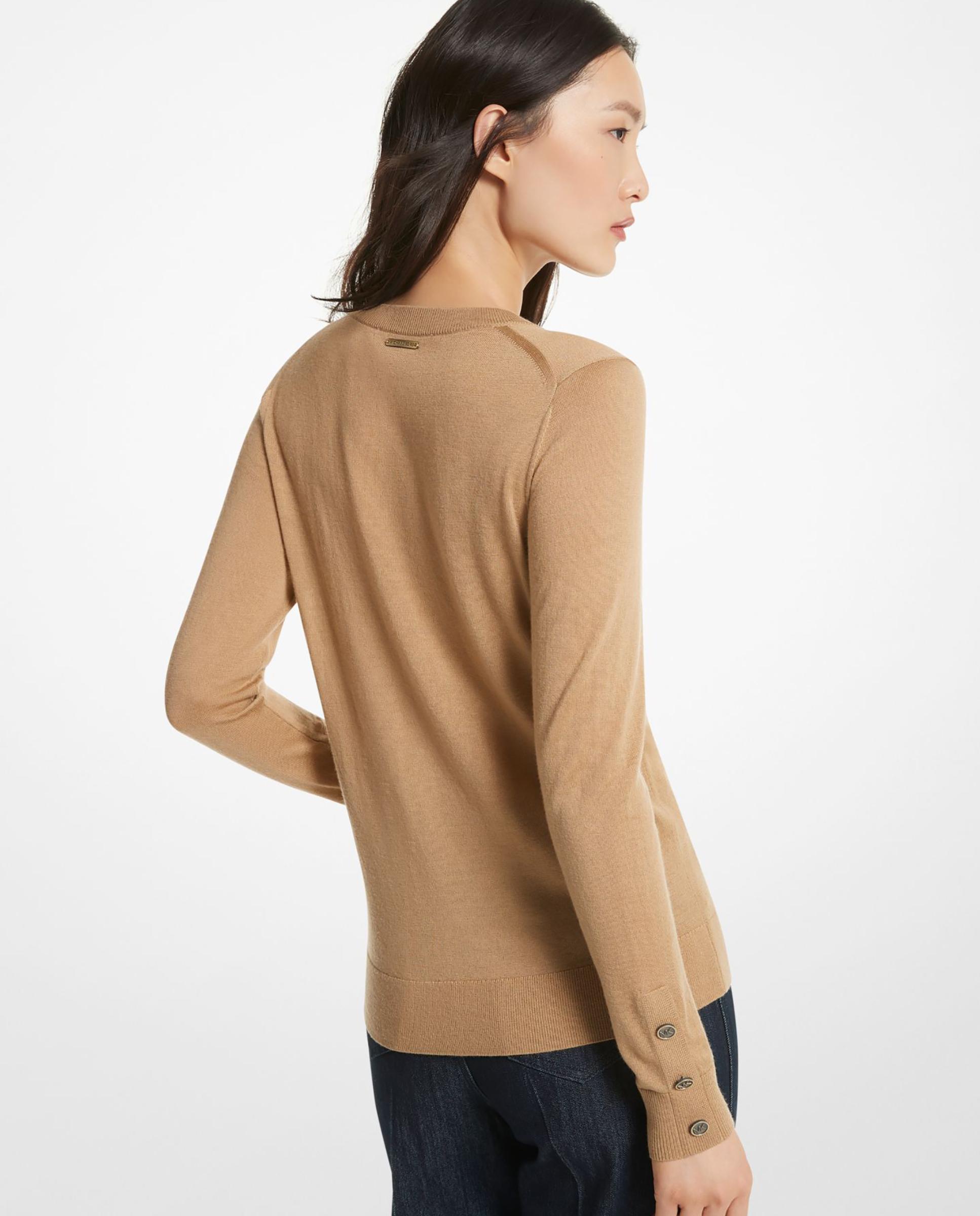 Jersey de mujer de manga larga con cuello redondo - Michael Michael Kors Camel-2
