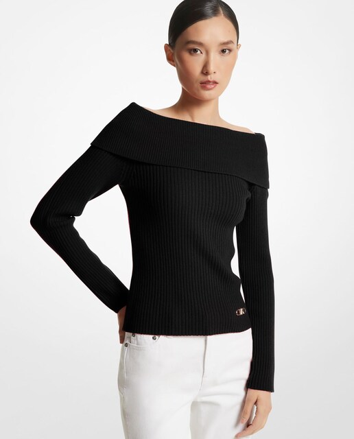 Imagen 0 de Jersey de mujer acanalado con hombros descubiertos