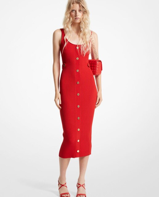 Vestido midi de punto de tirantes