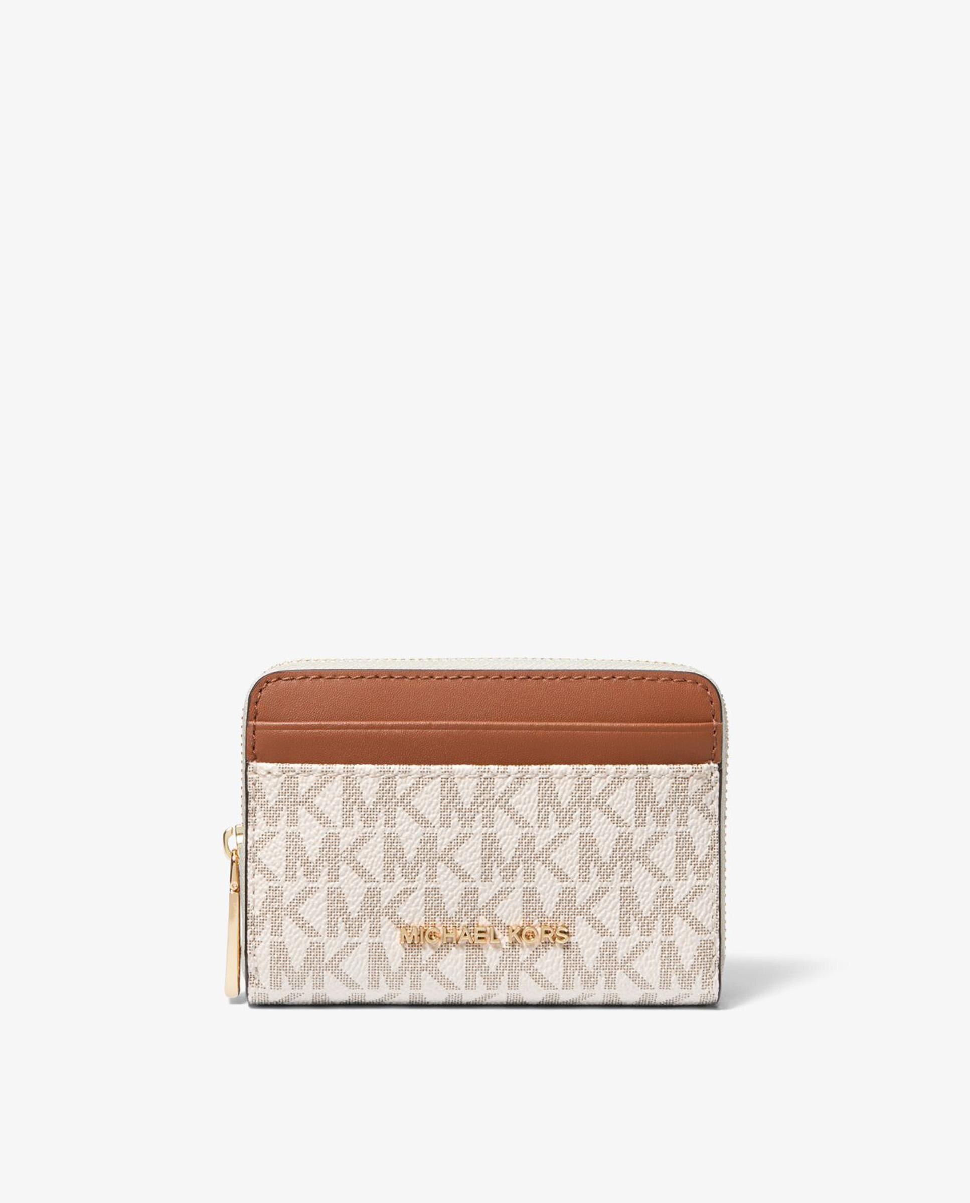 Imagen 1 de Tarjetero de mujer jet set pequeño con logotipo y cremallera circundante - Michael Michael Kors - Marfil Marfil