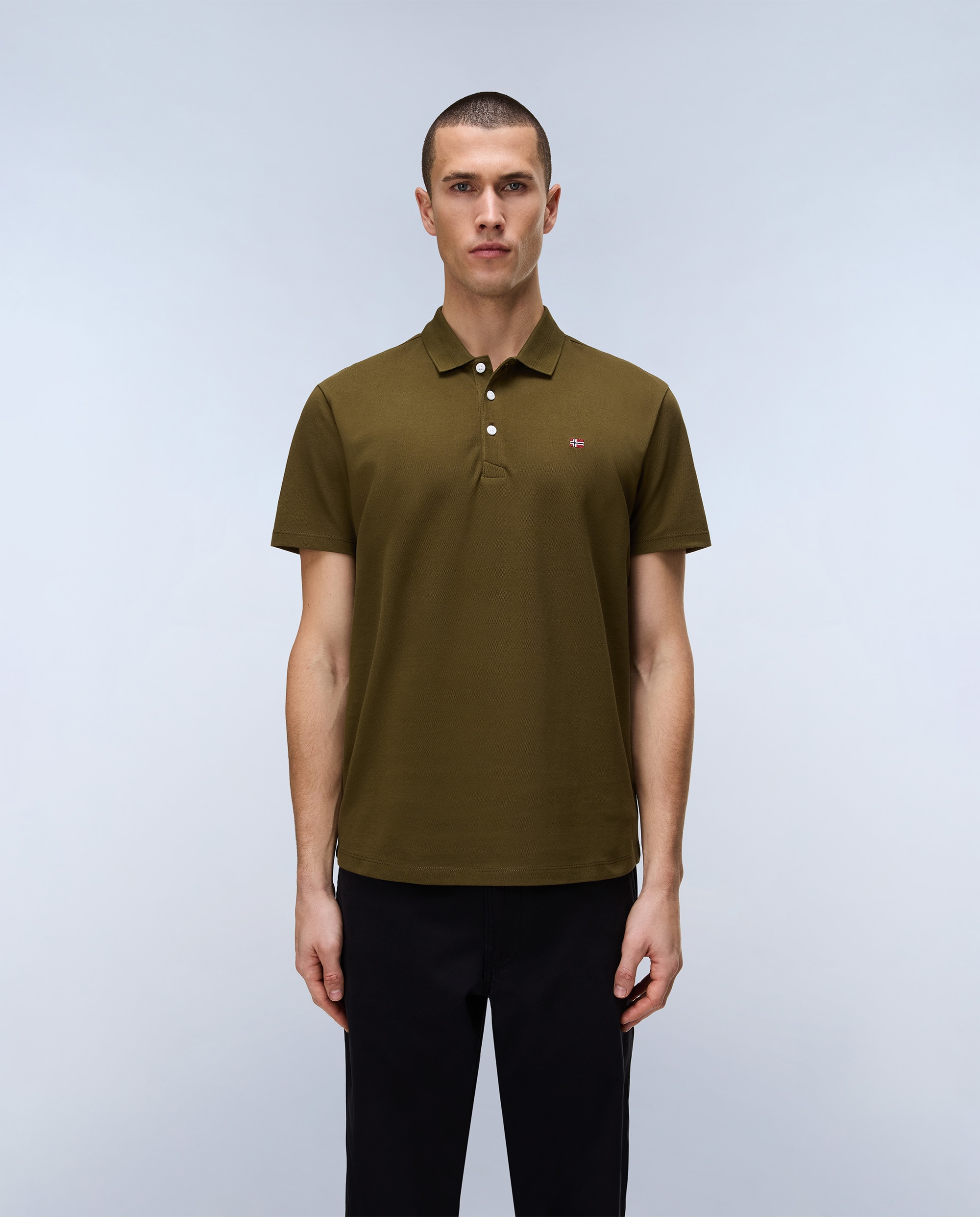Polo de piqué y manga corta de hombre ealis de corte regular - Napapijri - Verde Oliva Verde Oliva-1