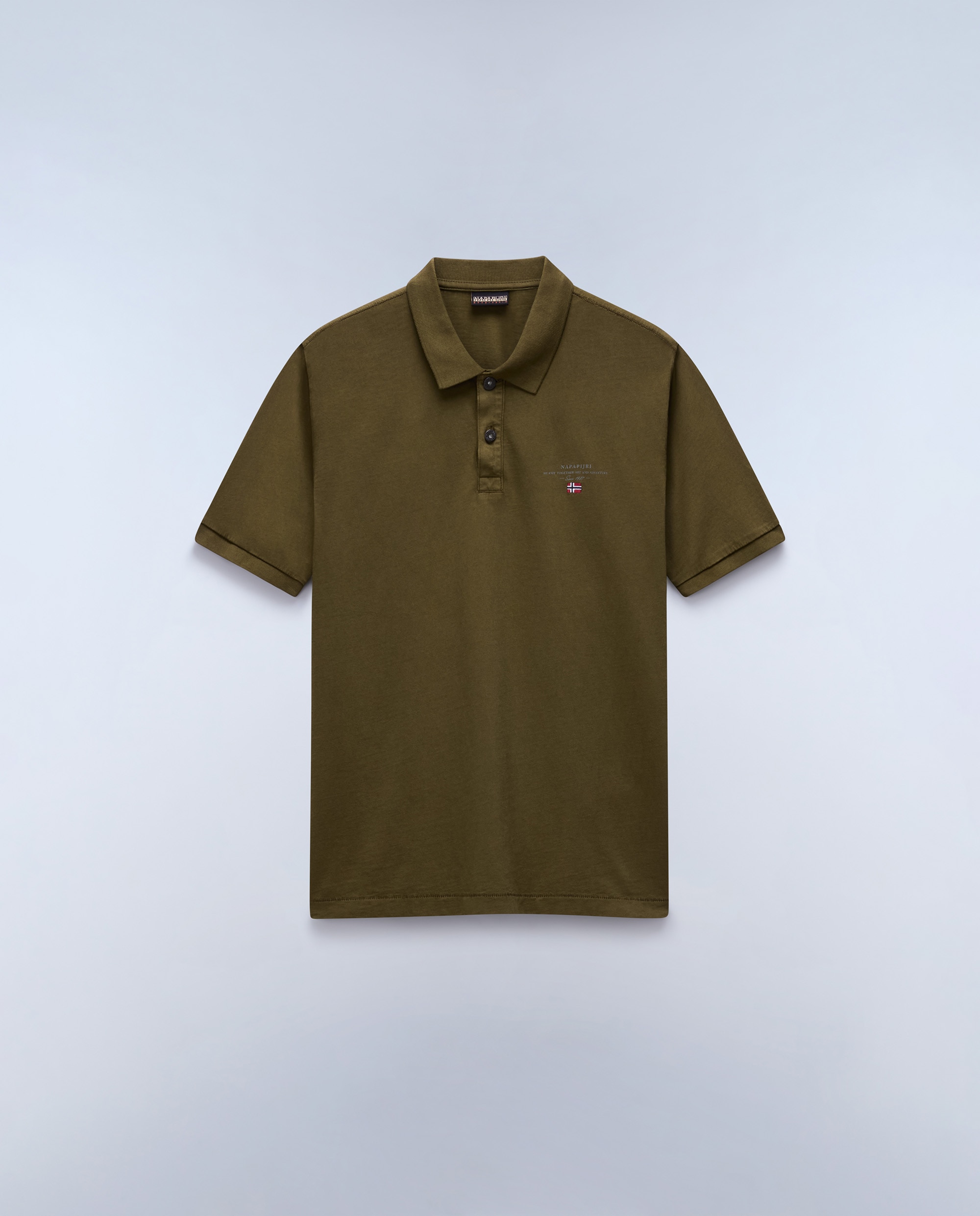 Polo de algodón de hombre elbas jersey de manga corta - Napapijri - Verde Oliva Verde Oliva-5