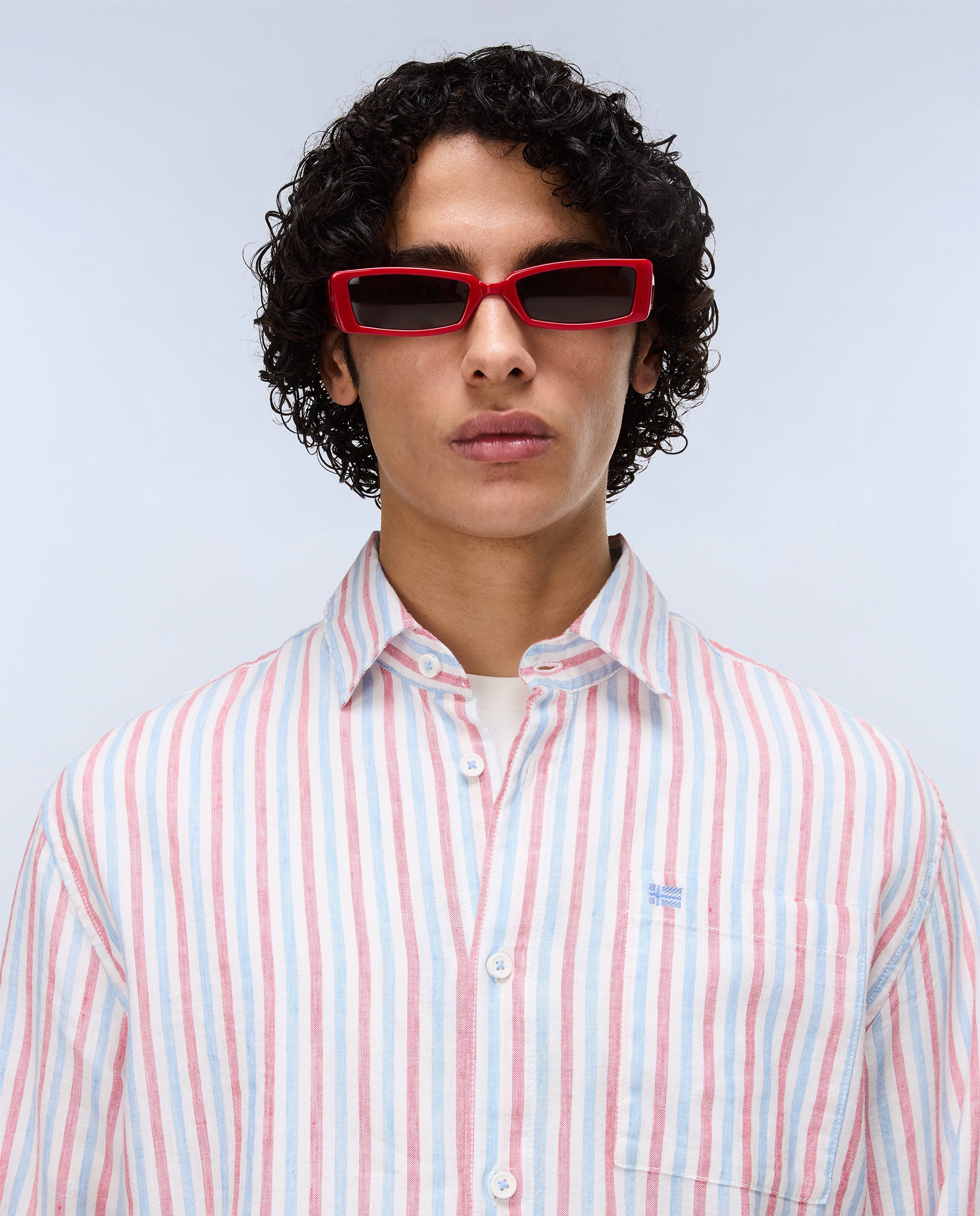 Imagen 2 de Camisa de algodón y lino Brolio de hombre con corte relaxed de rayas - Napapijri - Multicolor Multicolor