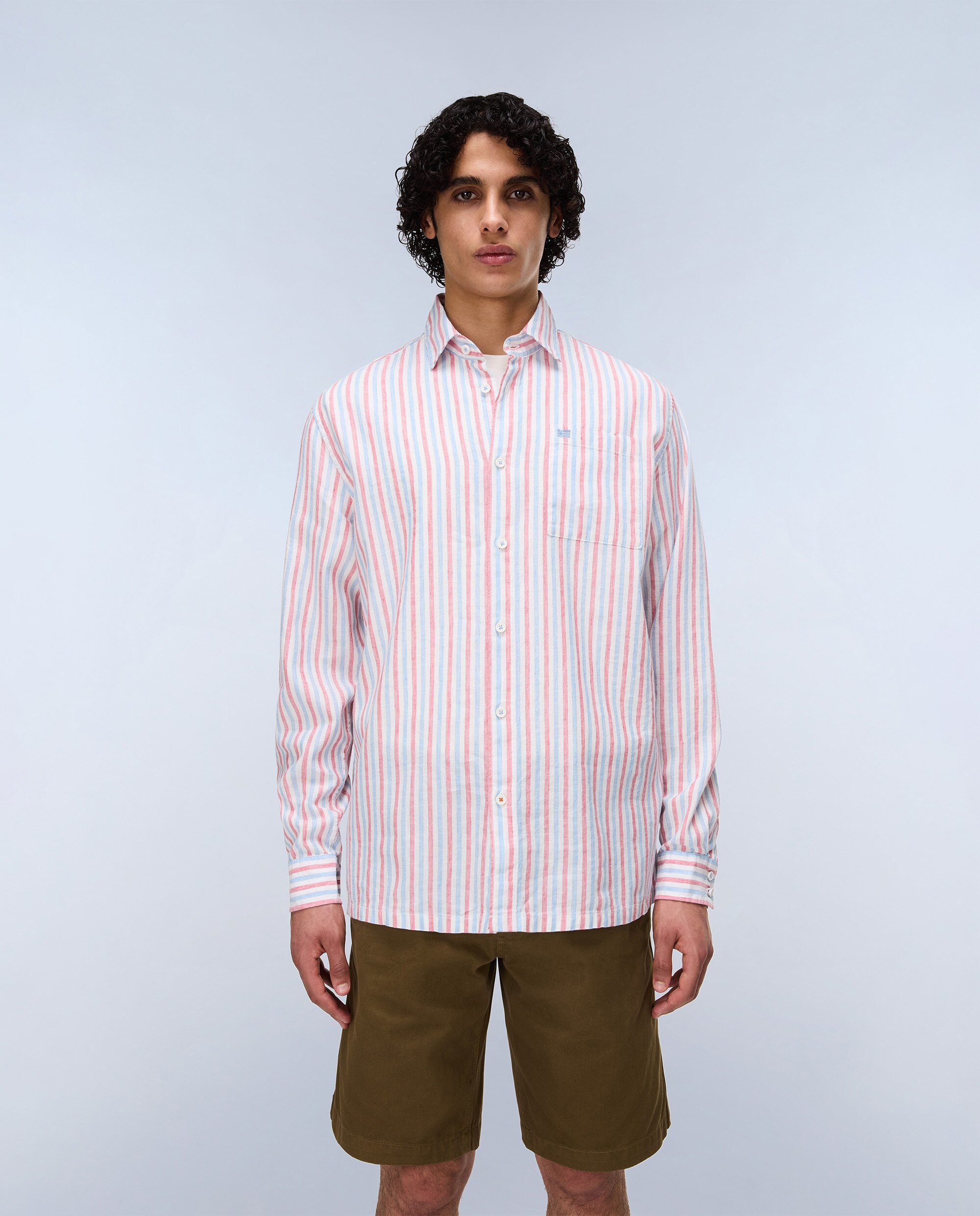 Imagen 3 de Camisa de algodón y lino Brolio de hombre con corte relaxed de rayas - Napapijri - Multicolor Multicolor