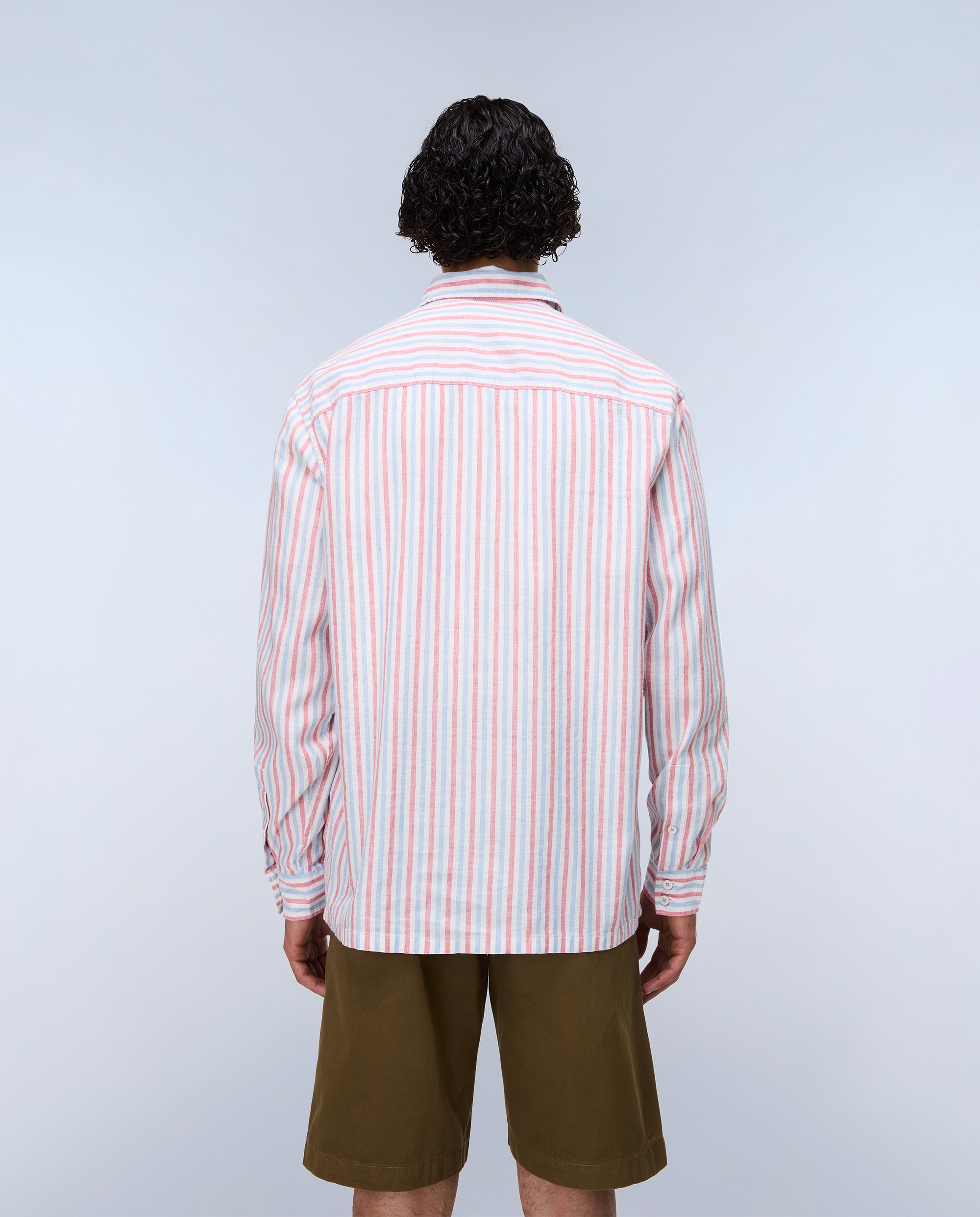 Imagen 4 de Camisa de algodón y lino Brolio de hombre con corte relaxed de rayas - Napapijri - Multicolor Multicolor