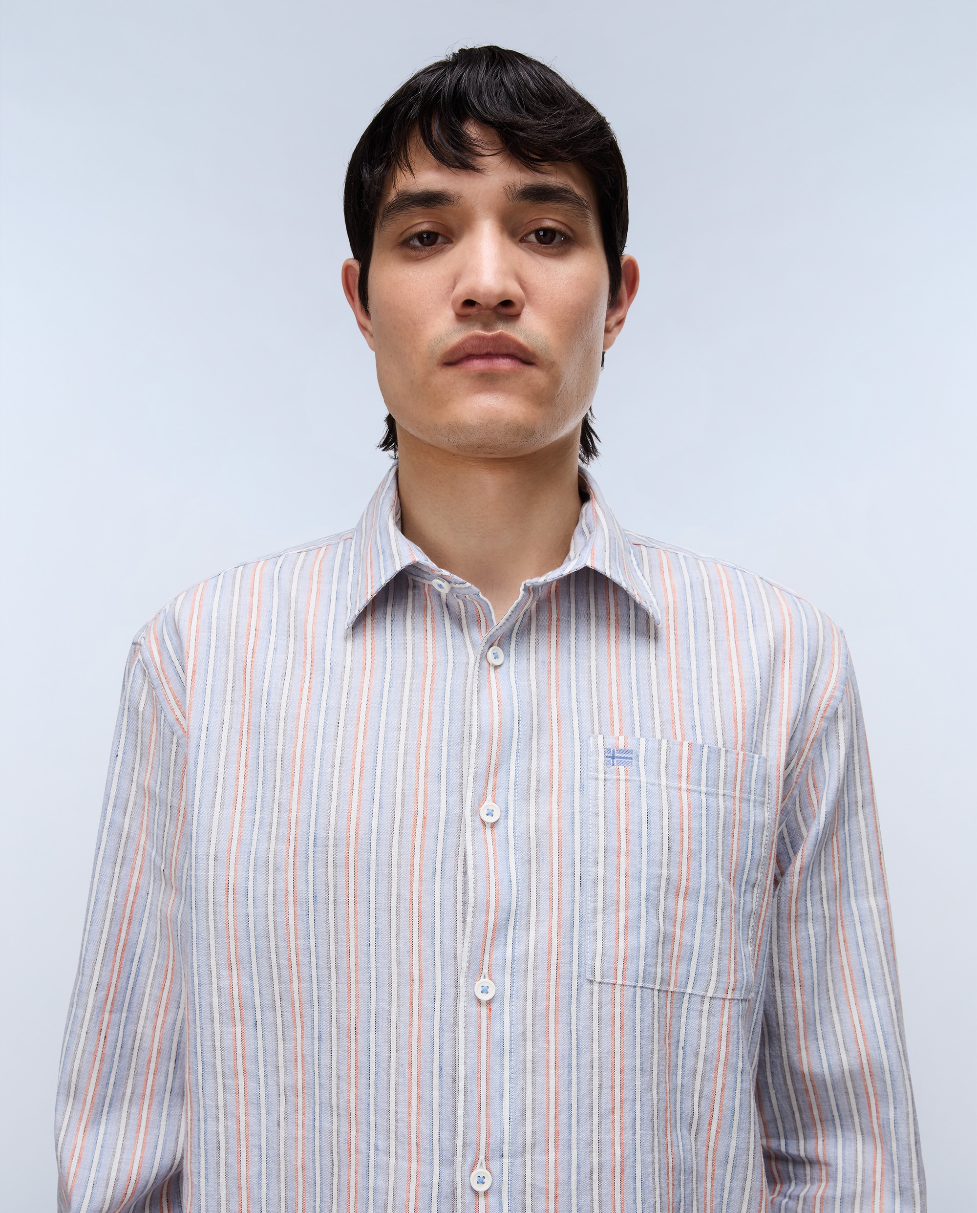 Imagen 3 de Camisa de algodón y lino Brolio de hombre con corte relaxed de rayas - Napapijri - Azul índigo Azul índigo