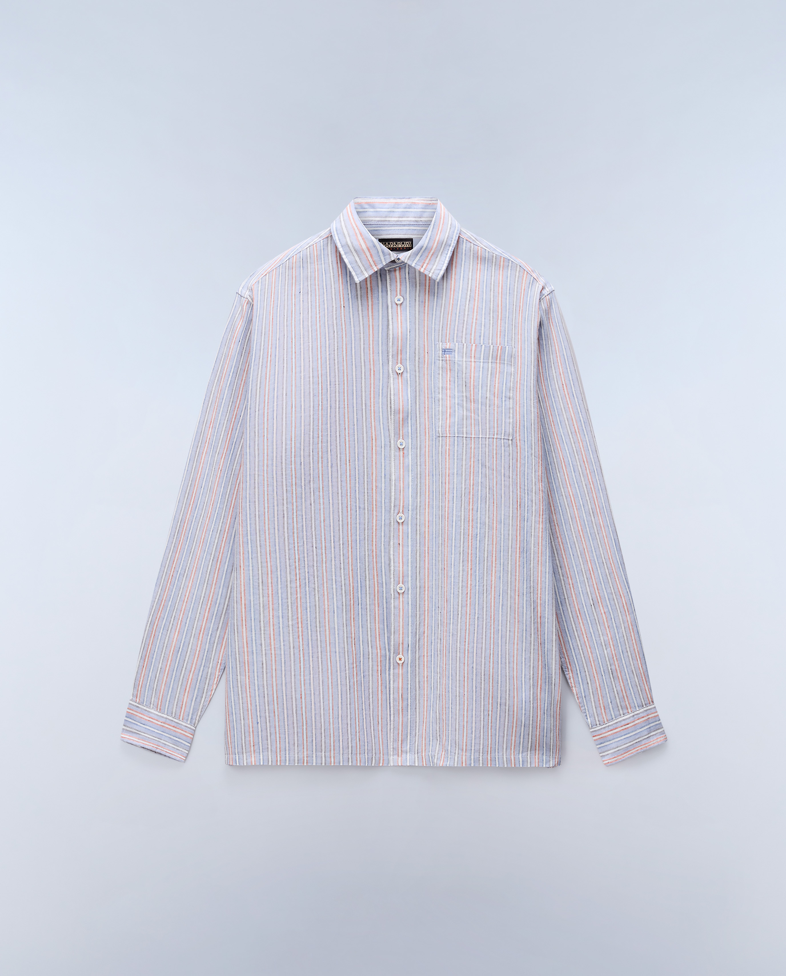 Imagen 6 de Camisa de algodón y lino Brolio de hombre con corte relaxed de rayas - Napapijri - Azul índigo Azul índigo