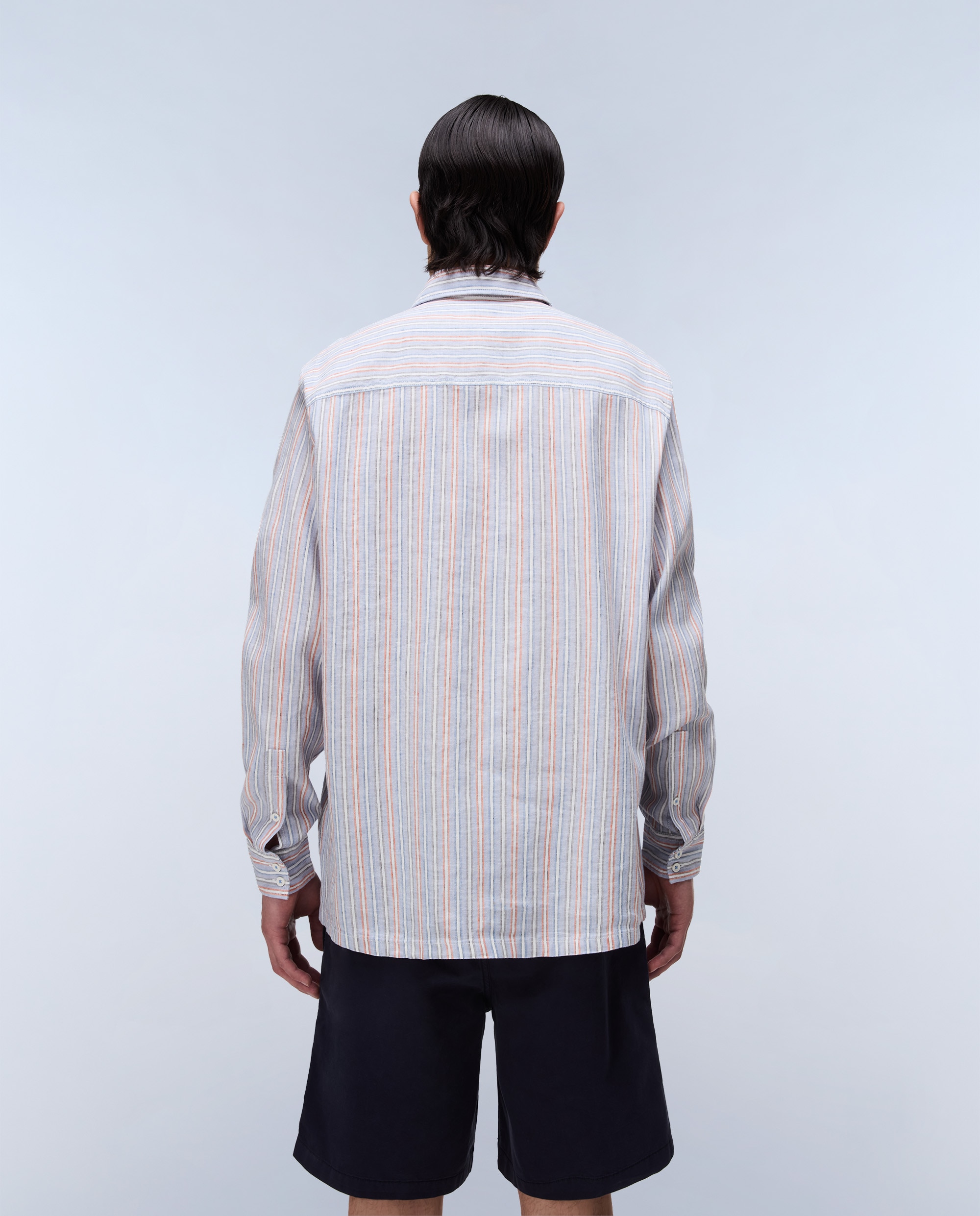 Imagen 4 de Camisa de algodón y lino Brolio de hombre con corte relaxed de rayas - Napapijri - Azul índigo Azul índigo