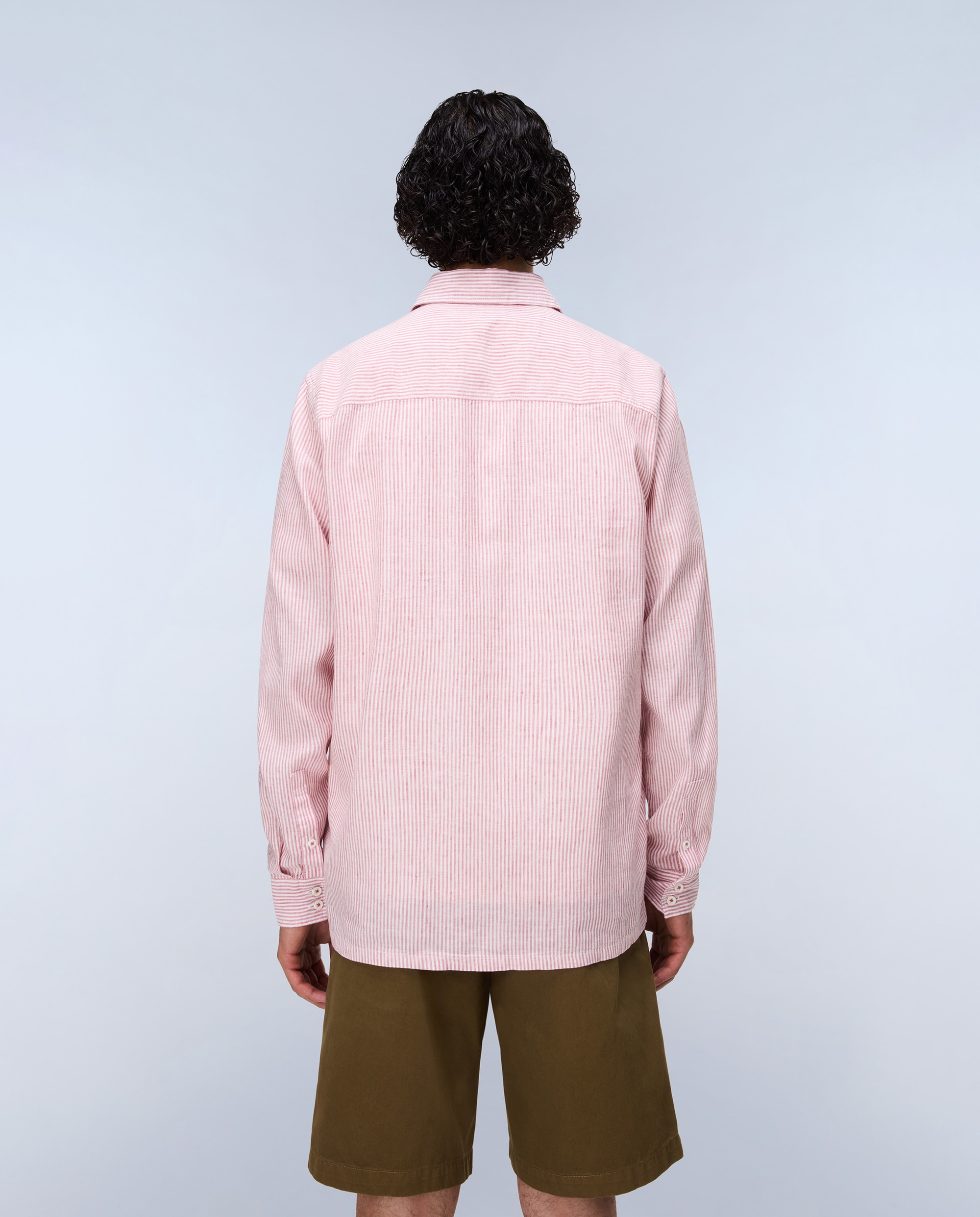 Imagen 2 de Camisa de algodón y lino Brolio de hombre con corte relaxed de rayas - Napapijri - Rosa Rosa