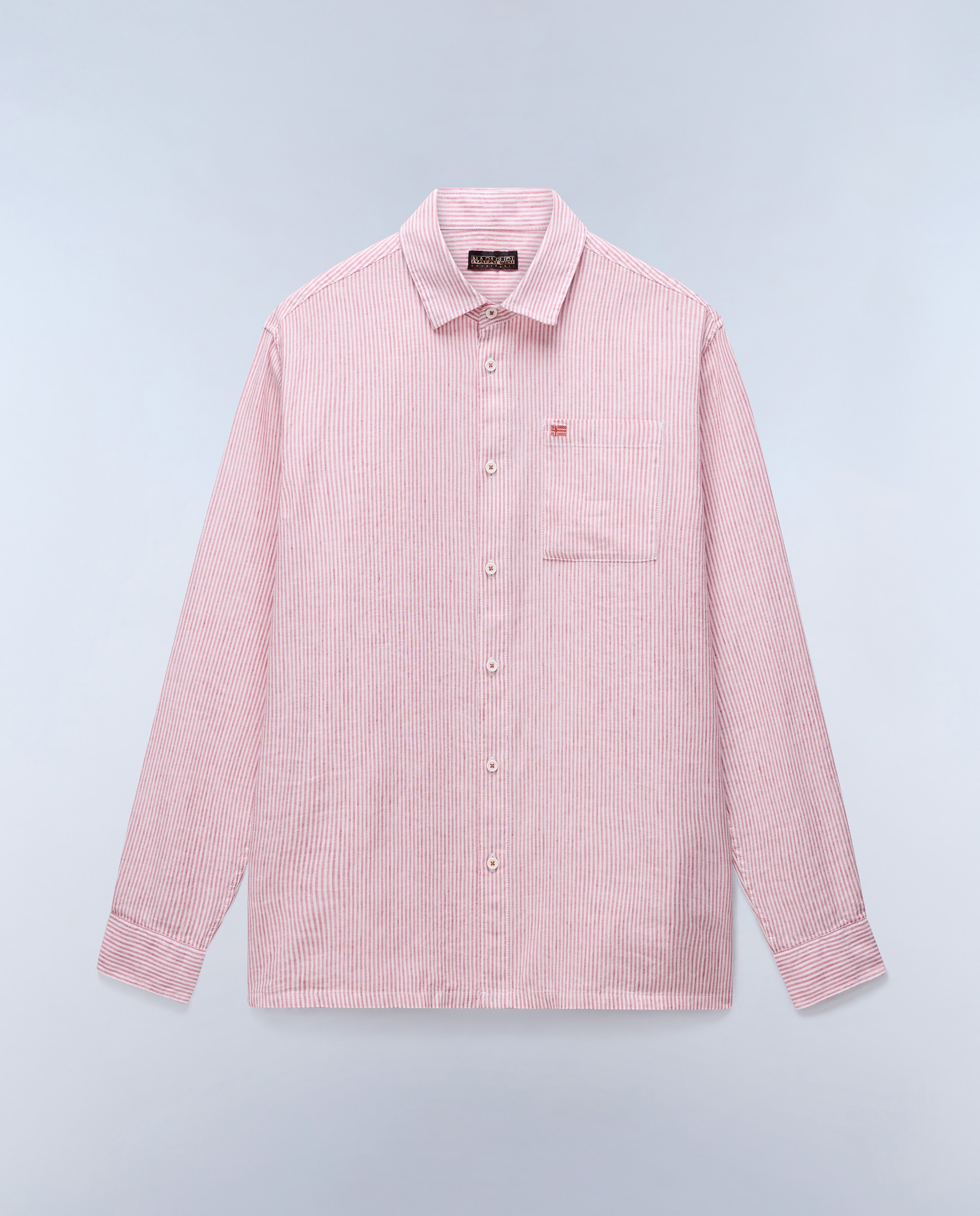Imagen 4 de Camisa de algodón y lino Brolio de hombre con corte relaxed de rayas - Napapijri - Rosa Rosa