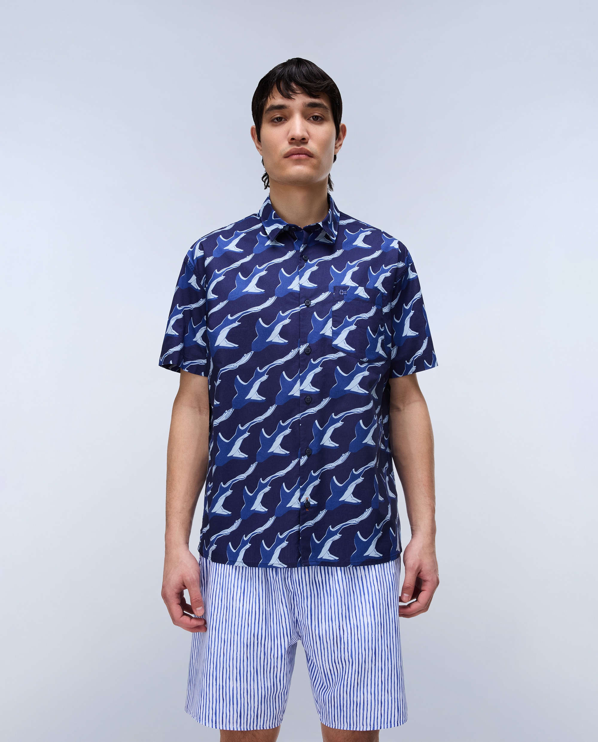 Imagen 1 de Camisa de algodón elior de hombre con manga corta de corte relaxed estampada - Napapijri - Azul Océano Azul Océano