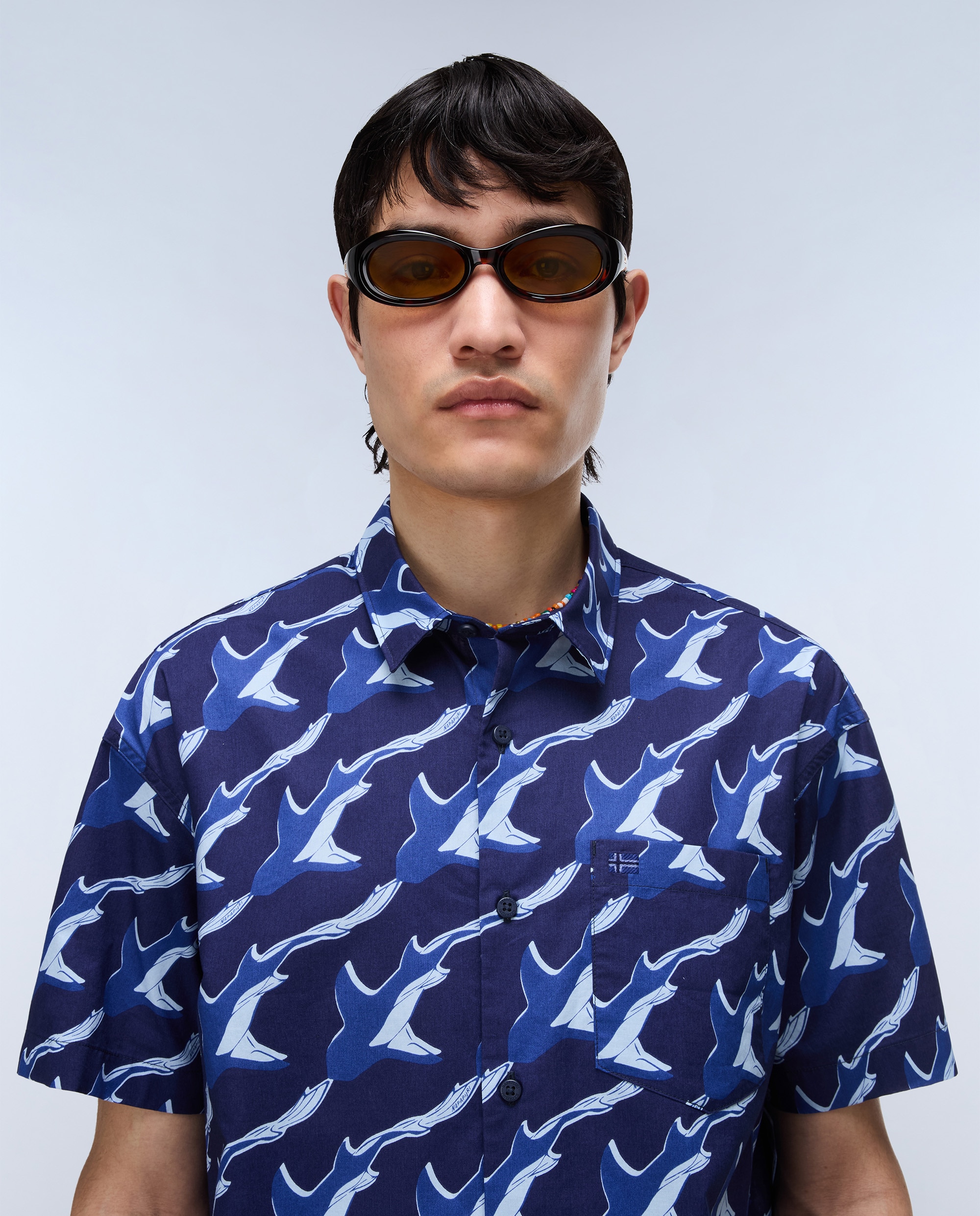 Imagen 2 de Camisa de algodón elior de hombre con manga corta de corte relaxed estampada - Napapijri - Azul Océano Azul Océano