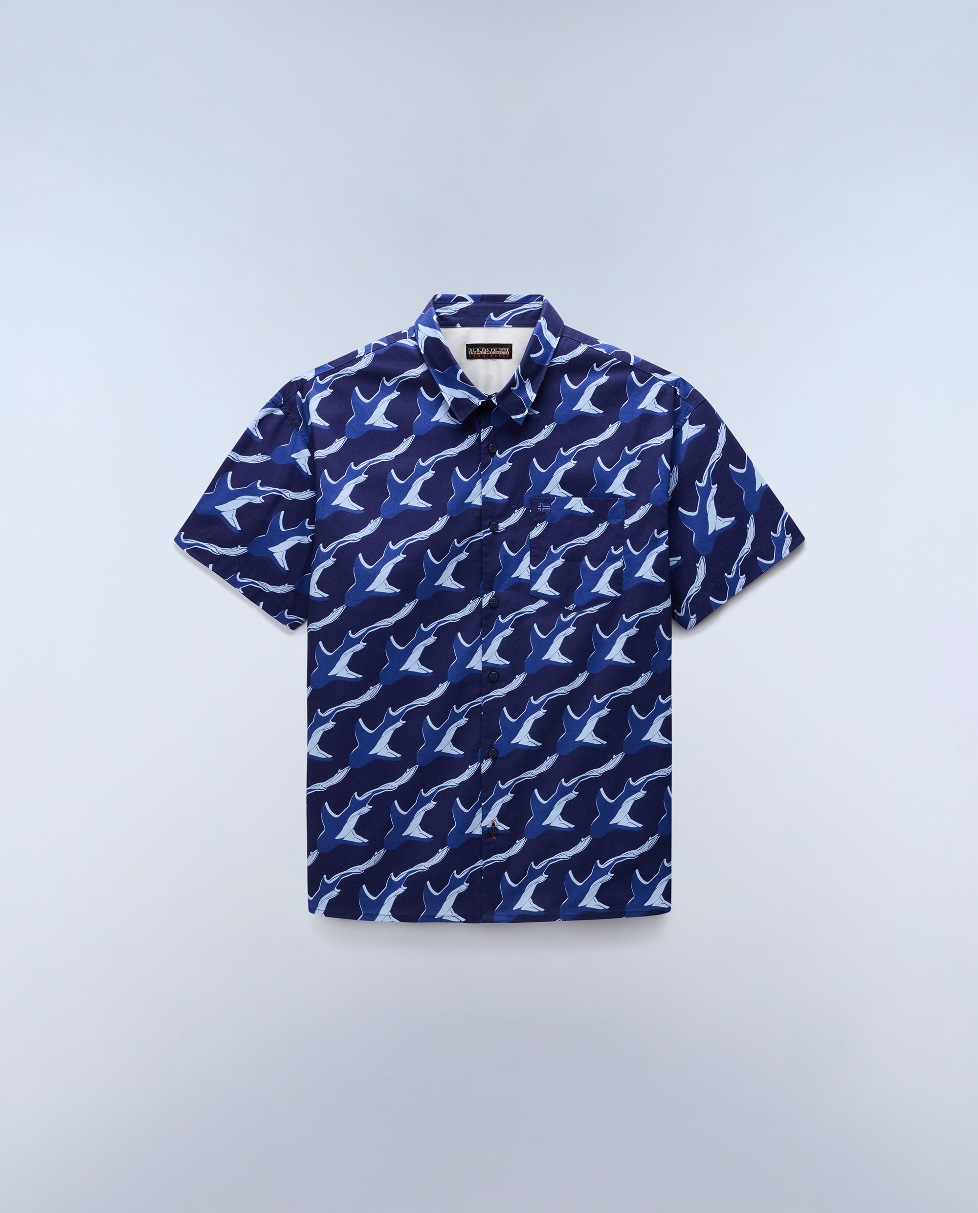 Imagen 6 de Camisa de algodón elior de hombre con manga corta de corte relaxed estampada - Napapijri - Azul Océano Azul Océano