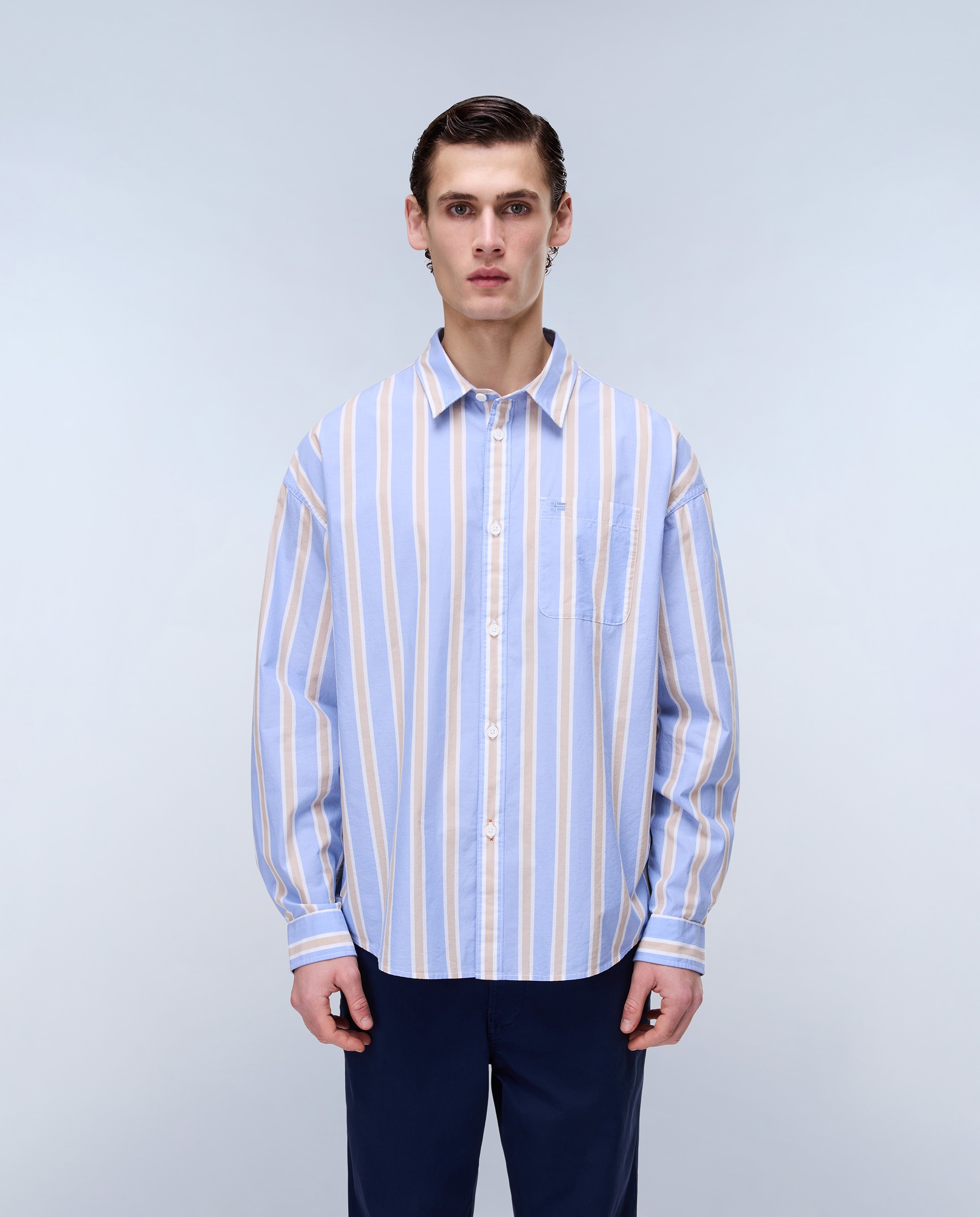 Napapijri - Camisa de algodón Eos de hombre con corte relaxed de rayas.