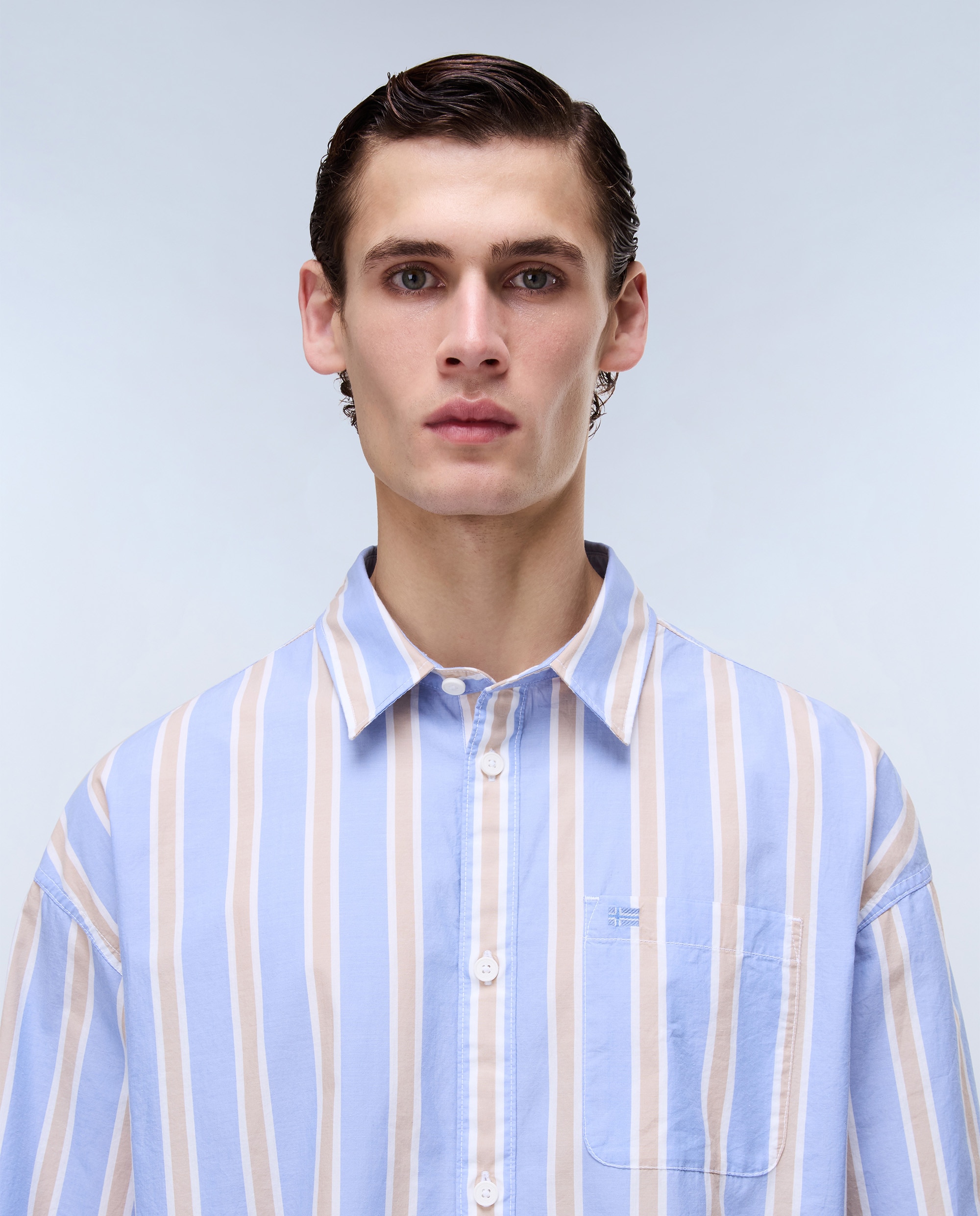 Imagen 2 de Camisa de algodón eos de hombre con corte relaxed de rayas - Napapijri - Multicolor Multicolor