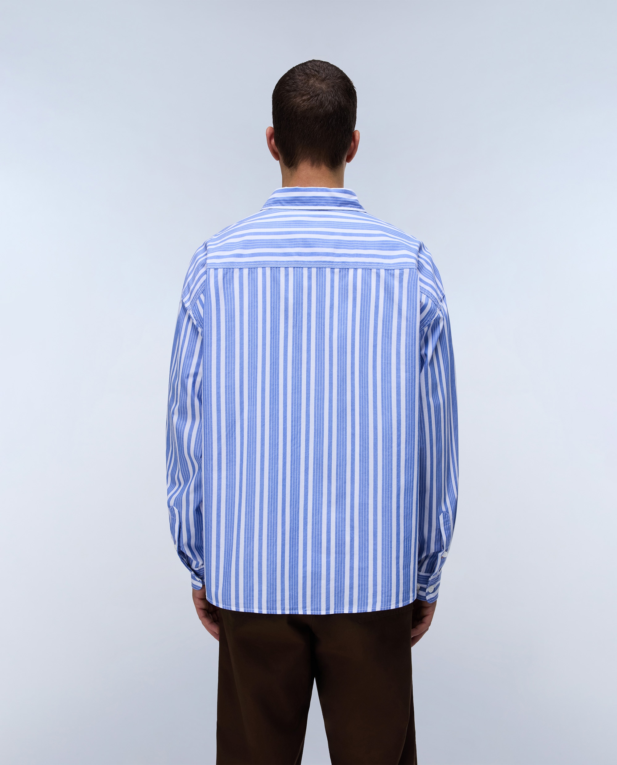Imagen 3 de Camisa de algodón eos de hombre con corte relaxed de rayas - Napapijri - Azul / Blanco Azul / Blanco
