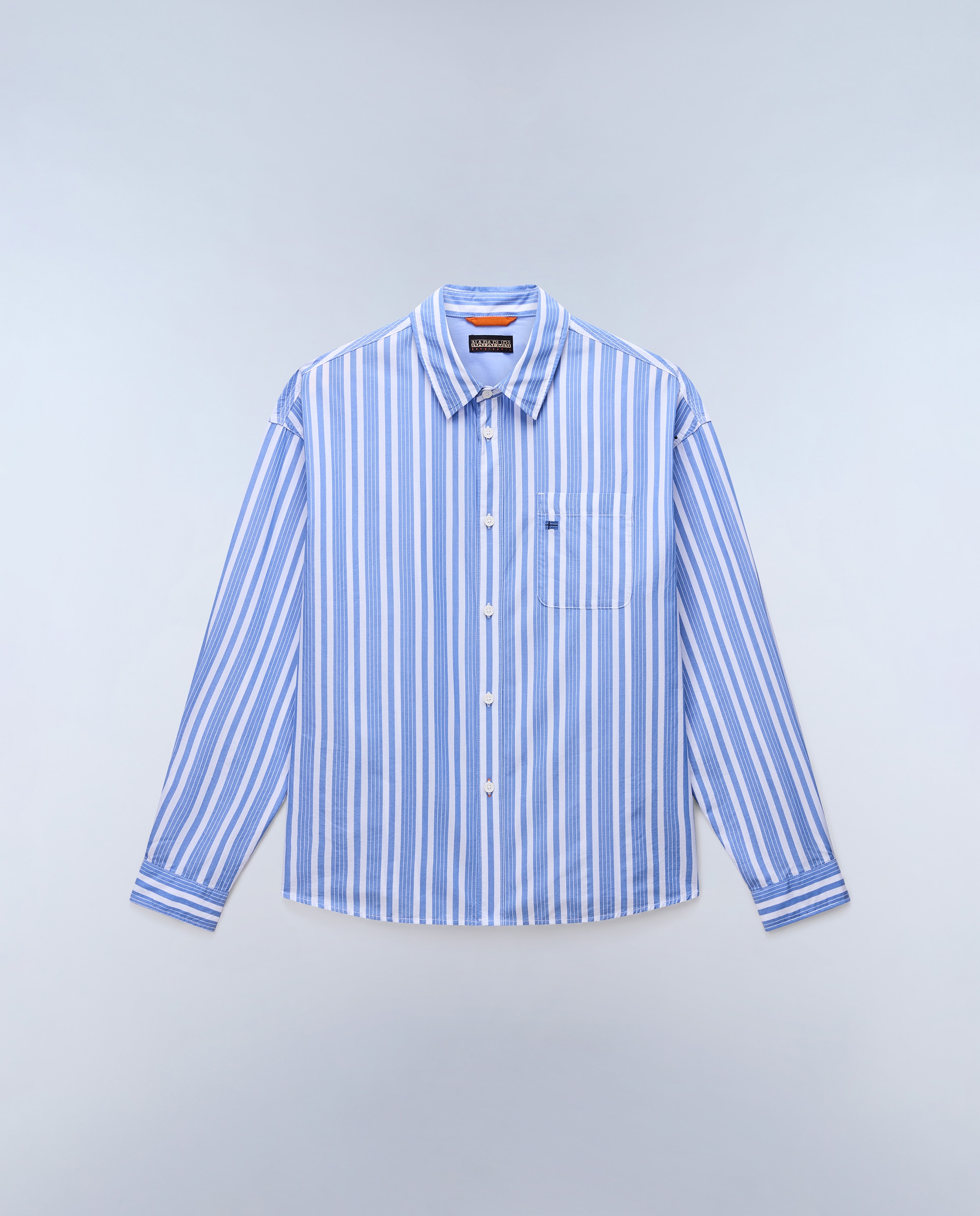 Imagen 5 de Camisa de algodón eos de hombre con corte relaxed de rayas - Napapijri - Azul / Blanco Azul / Blanco