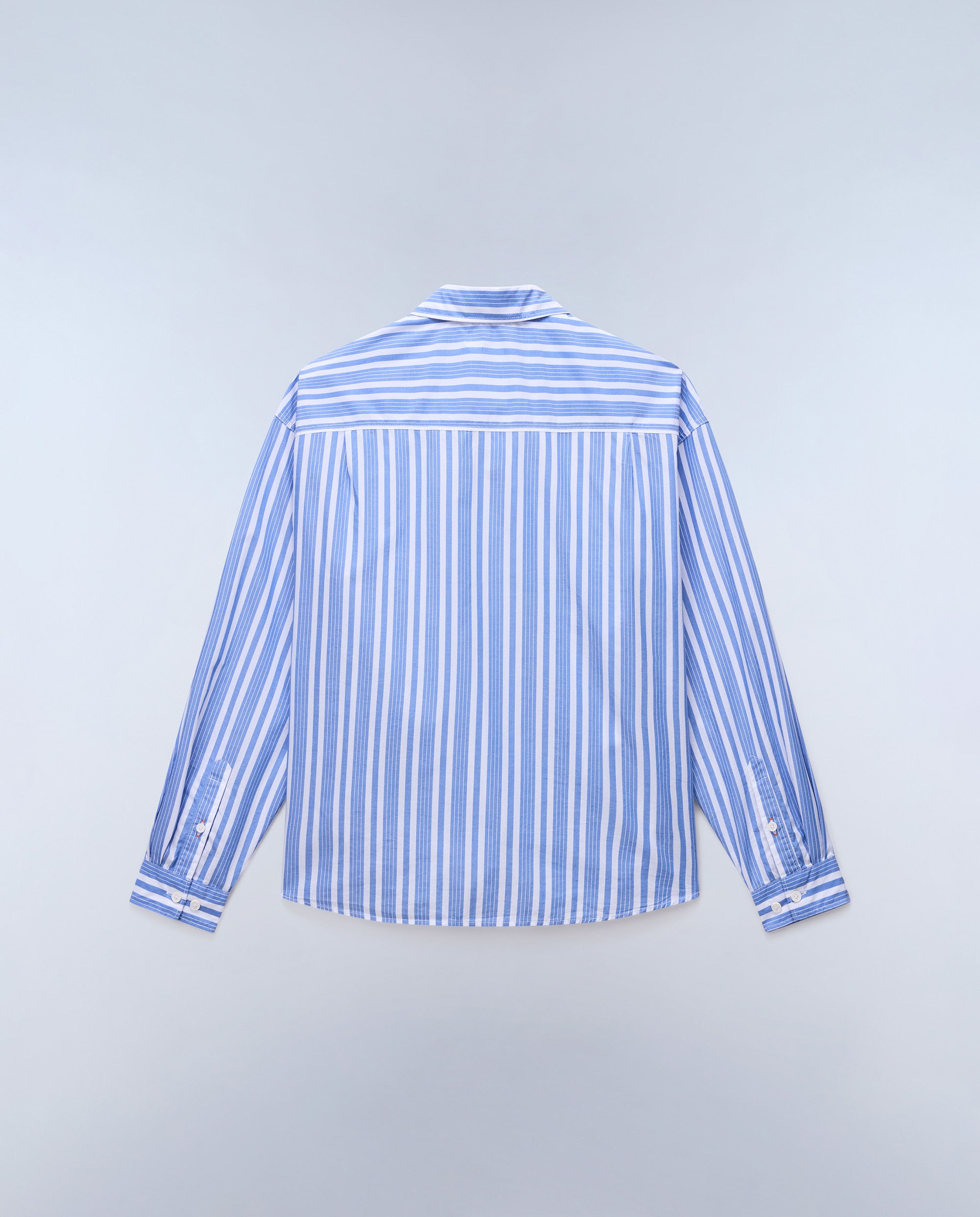 Imagen 4 de Camisa de algodón eos de hombre con corte relaxed de rayas - Napapijri - Azul / Blanco Azul / Blanco