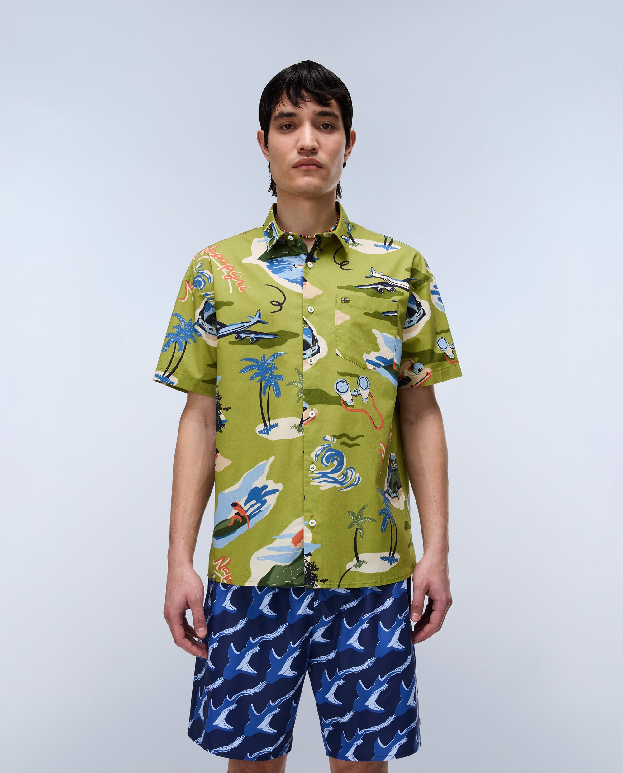 Imagen 1 de Camisa de algodón elior de hombre con manga corta de corte relaxed estampada - Napapijri - Verde claro / Pistacho Verde claro / Pistacho