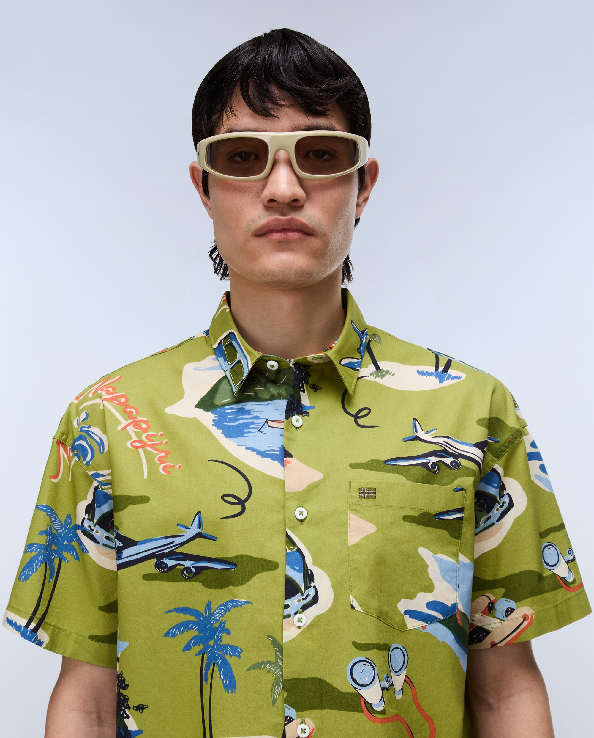 Imagen 2 de Camisa de algodón elior de hombre con manga corta de corte relaxed estampada - Napapijri - Verde claro / Pistacho Verde claro / Pistacho
