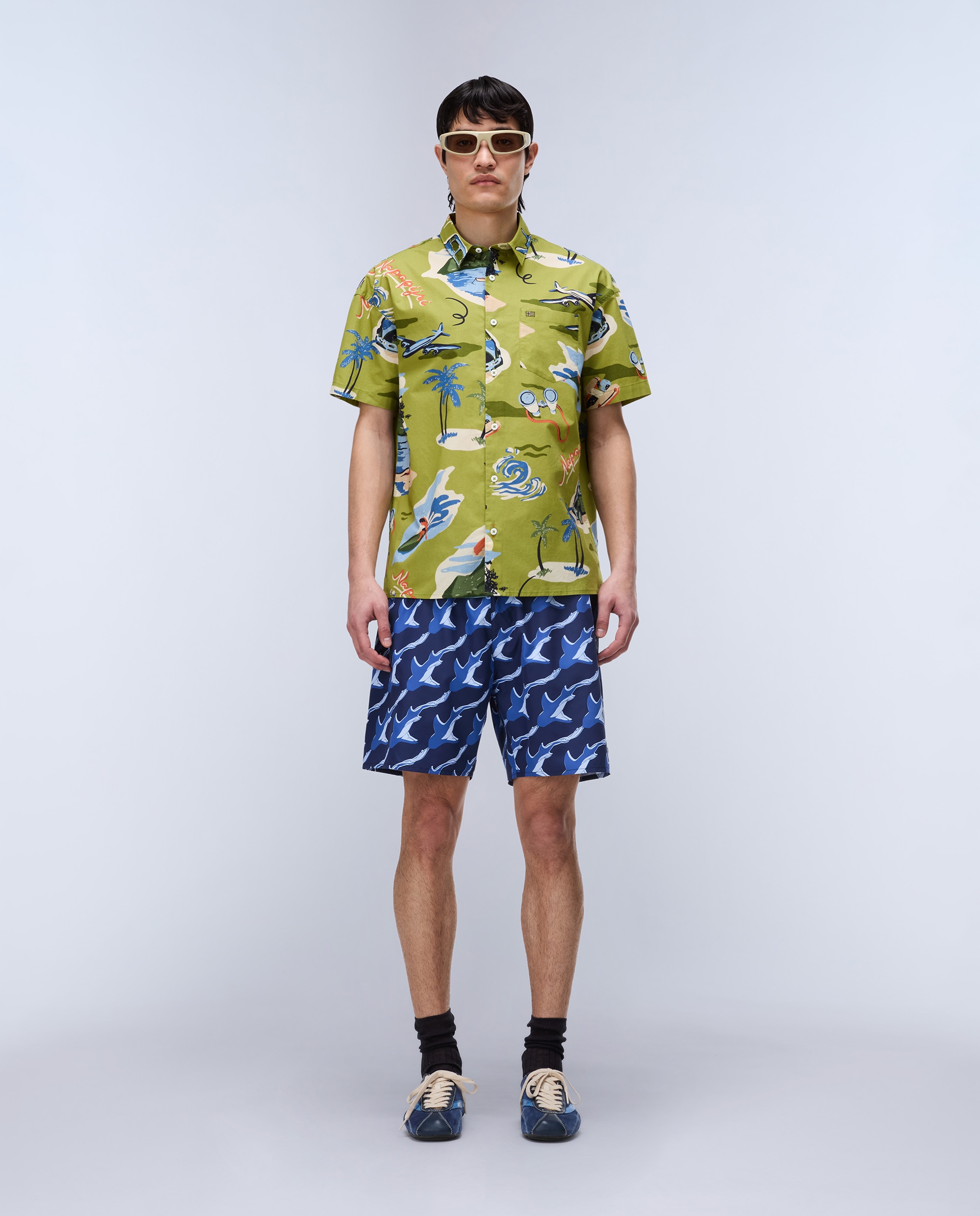 Imagen 3 de Camisa de algodón elior de hombre con manga corta de corte relaxed estampada - Napapijri - Verde claro / Pistacho Verde claro / Pistacho