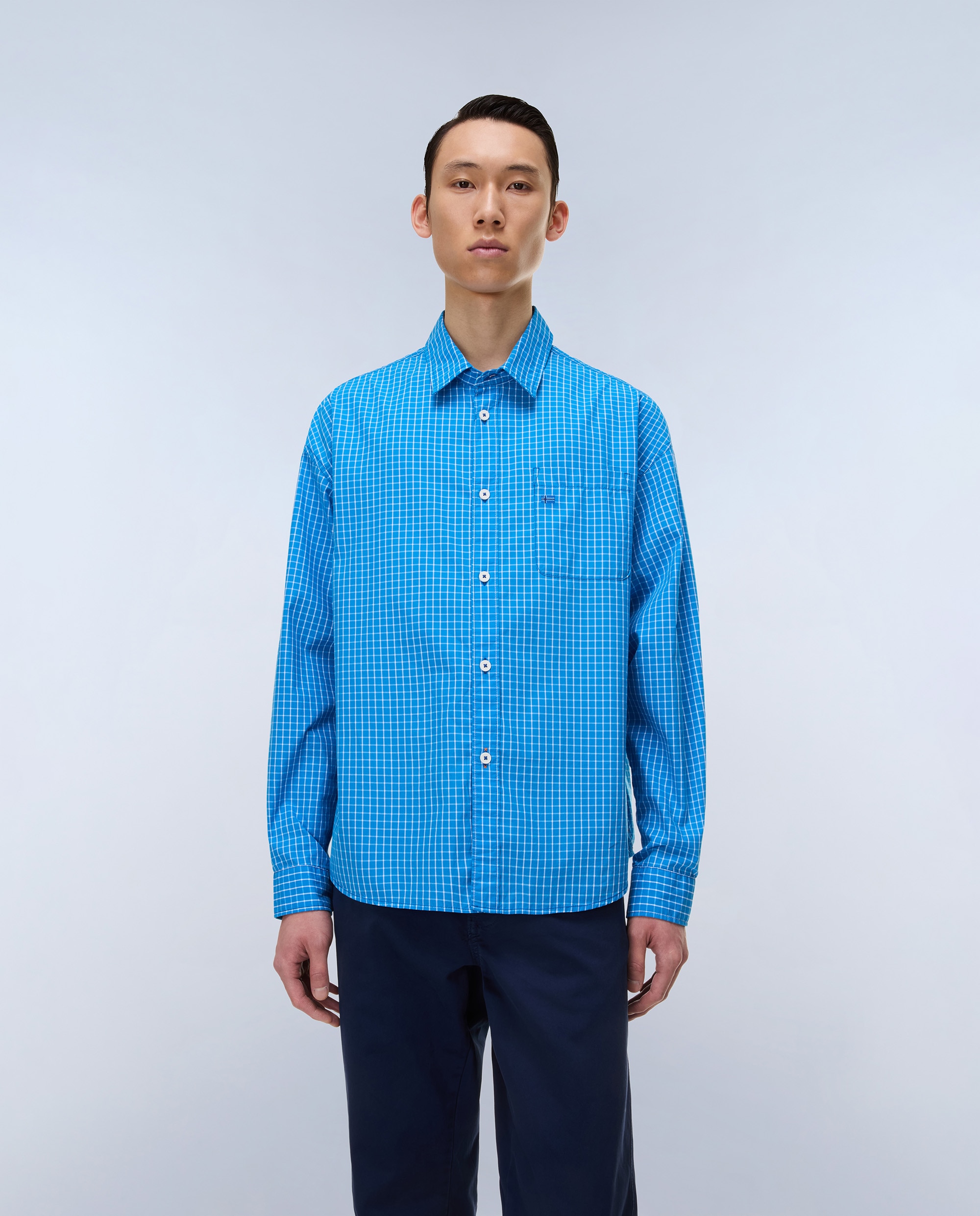 Imagen 1 de Camisa de algodón eos de hombre con corte relaxed de rayas - Napapijri - Azul Azul
