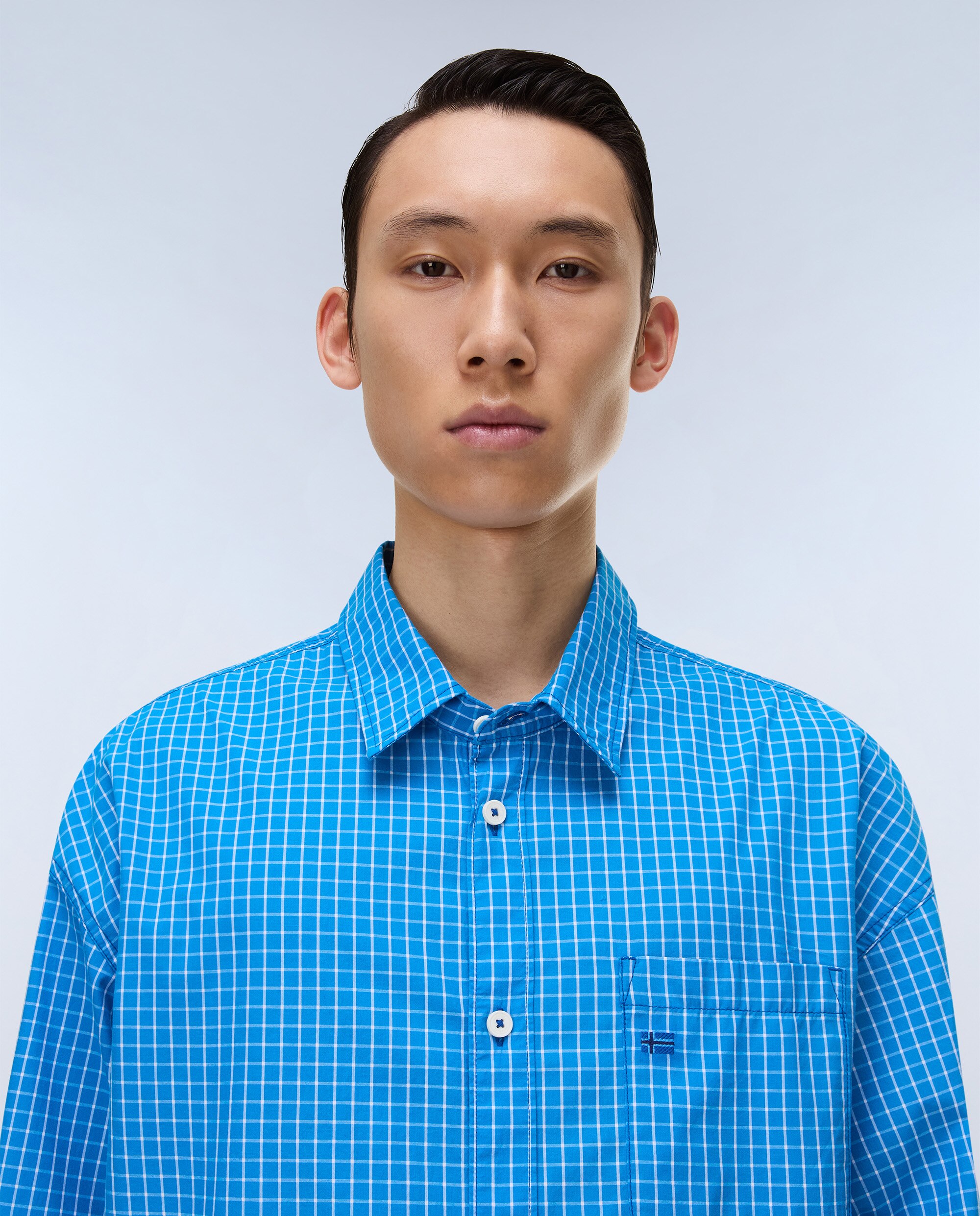 Imagen 2 de Camisa de algodón eos de hombre con corte relaxed de rayas - Napapijri - Azul Azul