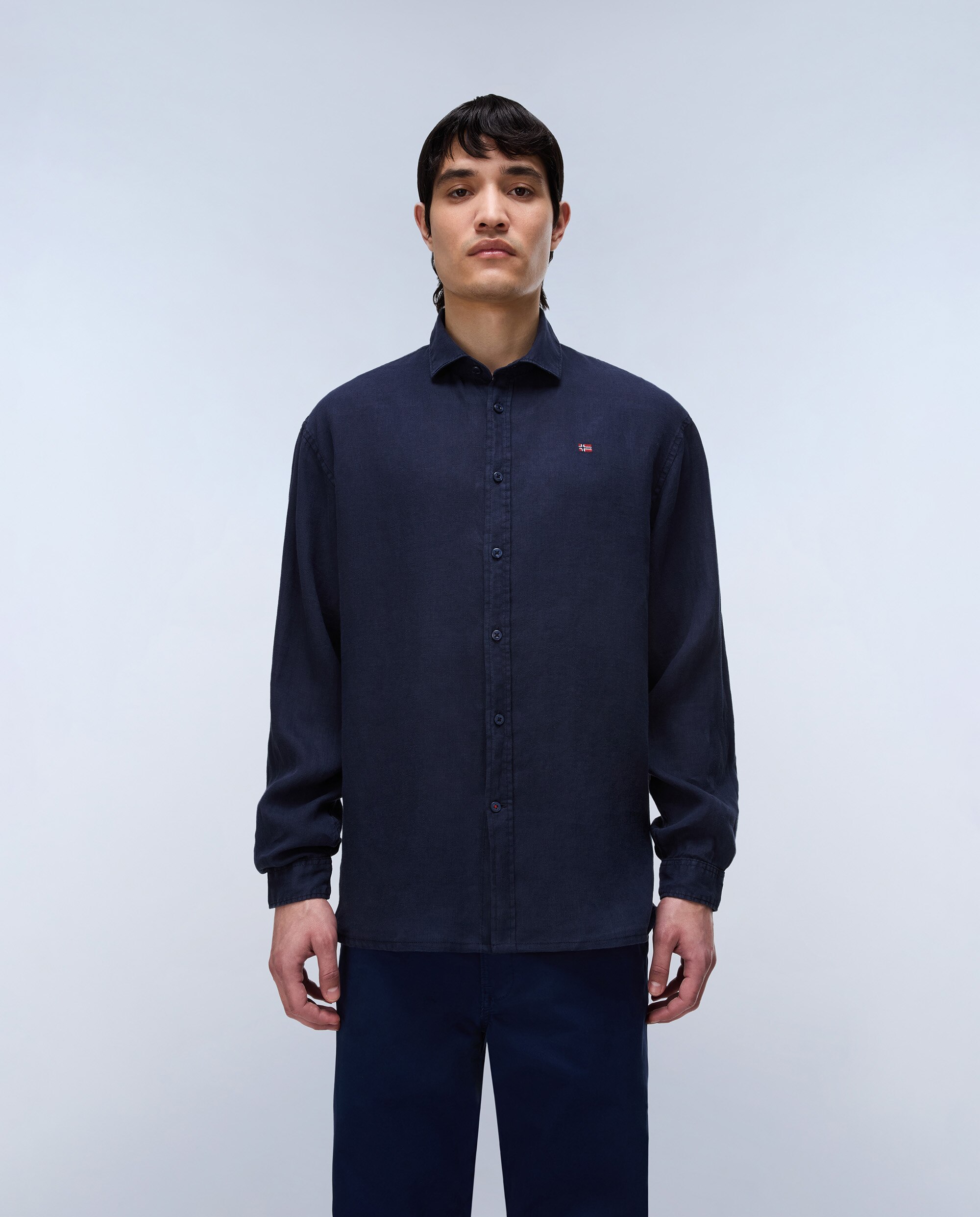Imagen 1 de Camisa de lino de hombre linen ls con corte relaxed - Napapijri - Azul marino Azul marino