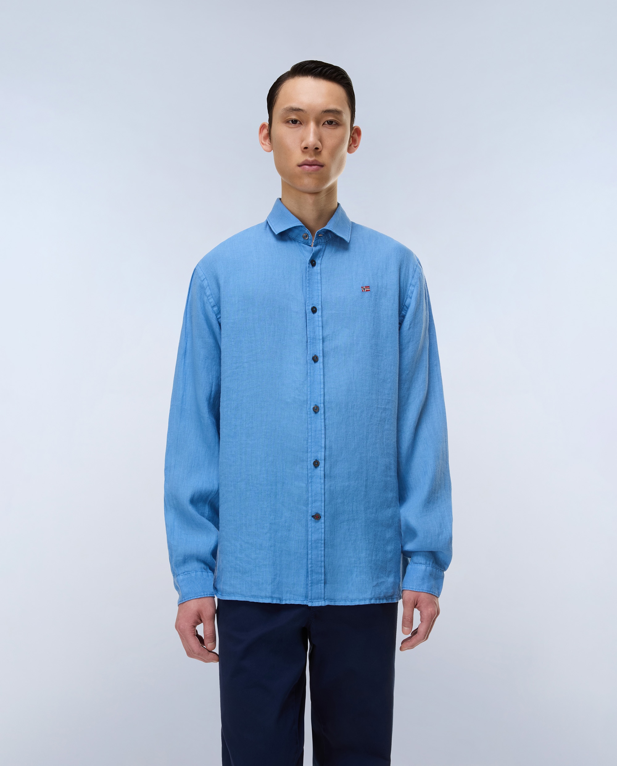 Imagen 1 de Camisa de lino de hombre linen ls con corte relaxed - Napapijri - Azul claro Azul claro