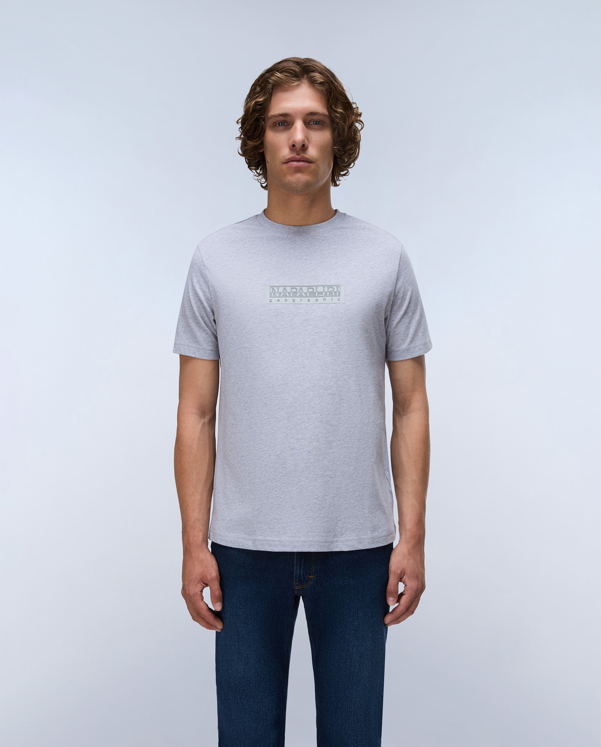Imagen 0 de Camiseta de algodón de hombre box logo de manga corta Gris claro